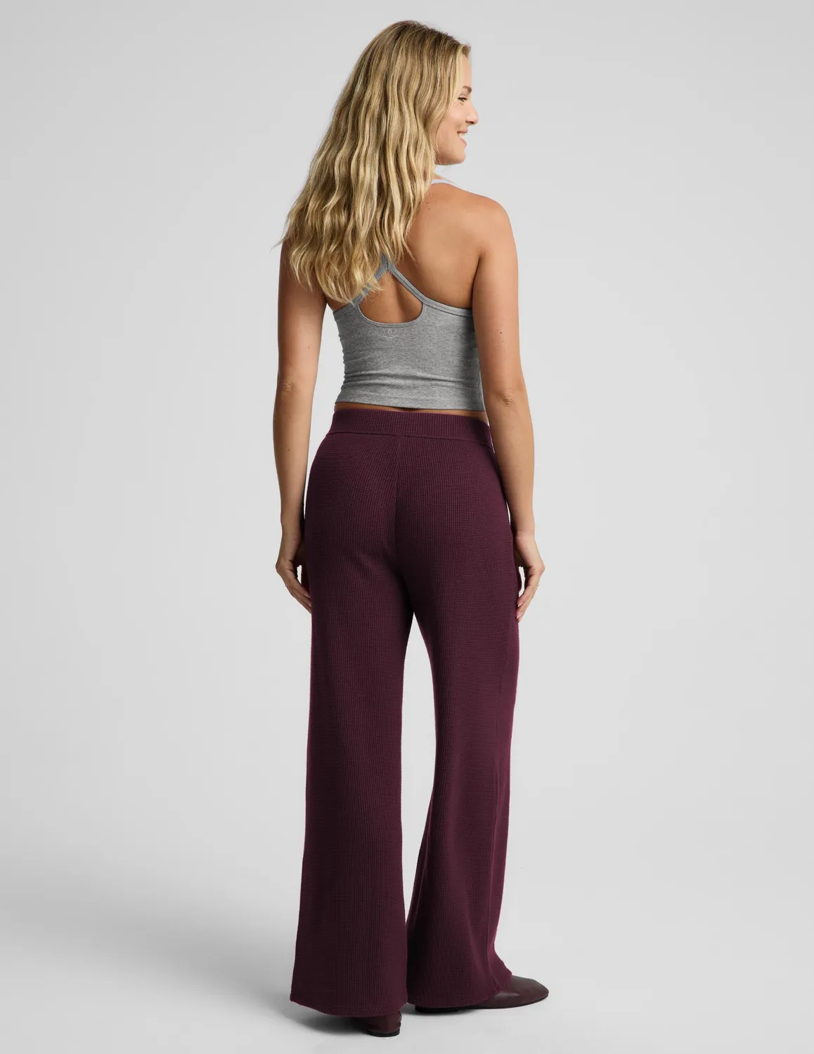 Beyond Yoga Rest Day Waffle Wide Leg Pant mjukisbyxor cabernet fickor