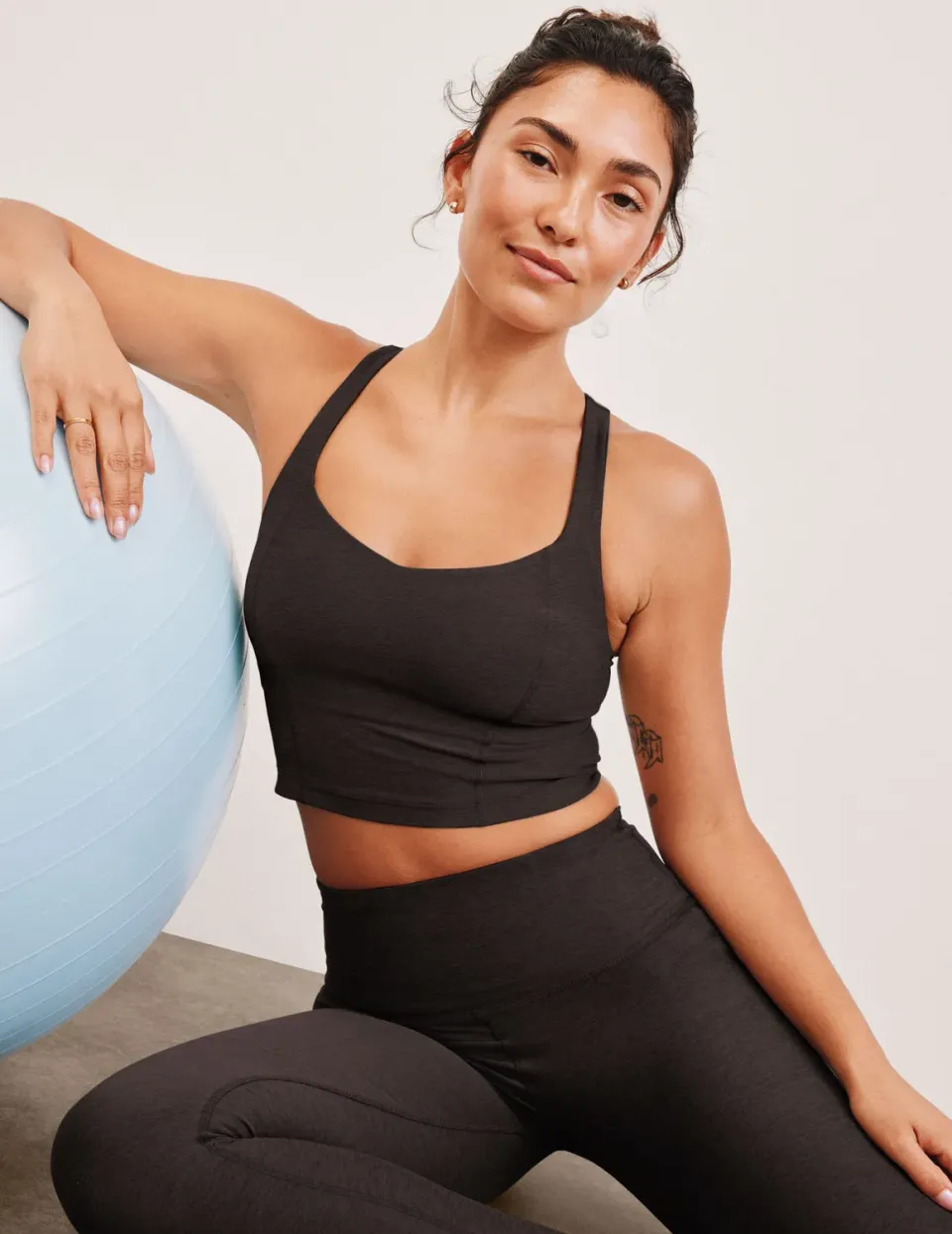 Beyond Yoga Spacedye Intensity Racerback Cropped Tank linne dark chocolate stöd