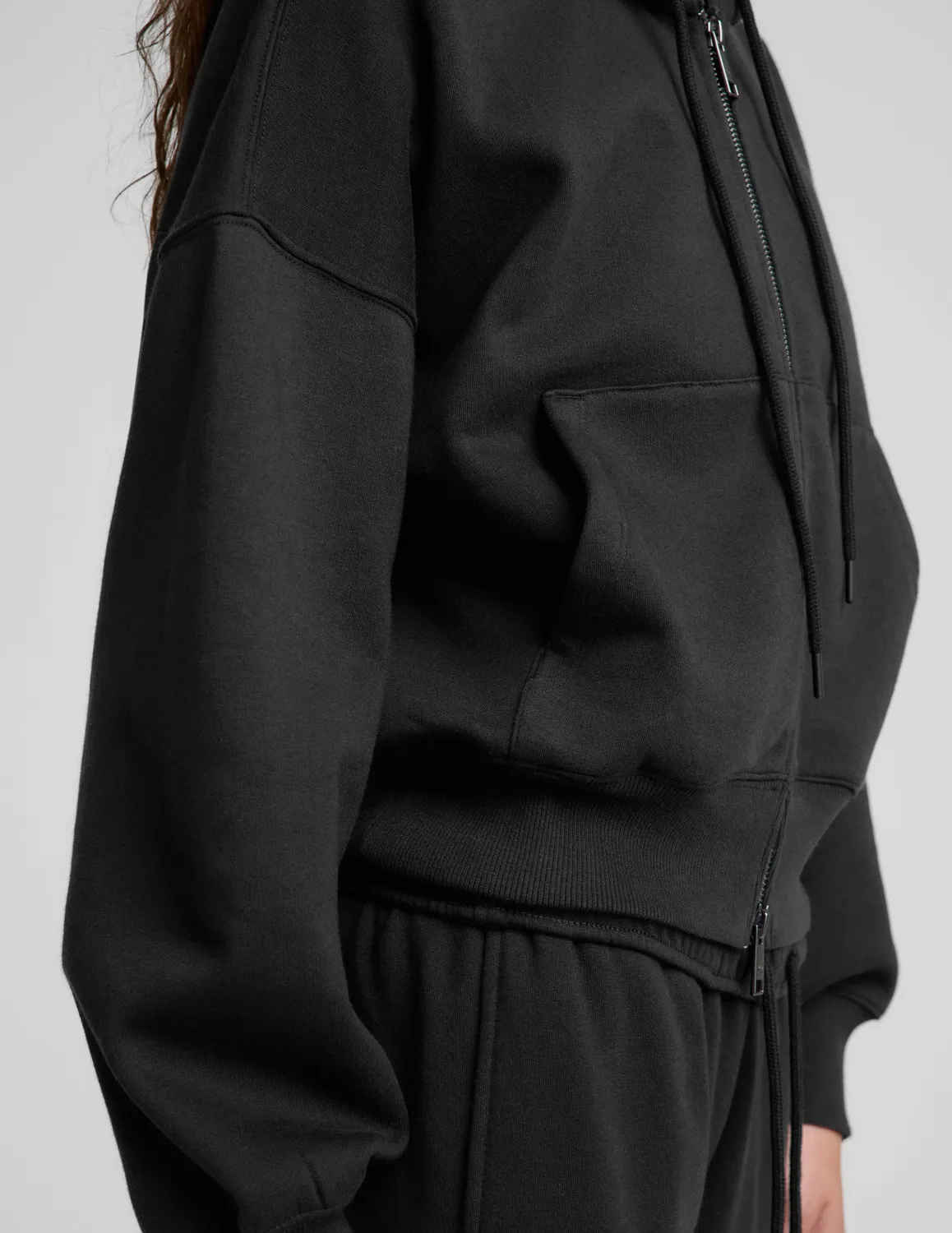 Beyond Yoga LuxeFleece 2.0 Full-Zip Hoodie svart relaxed fit