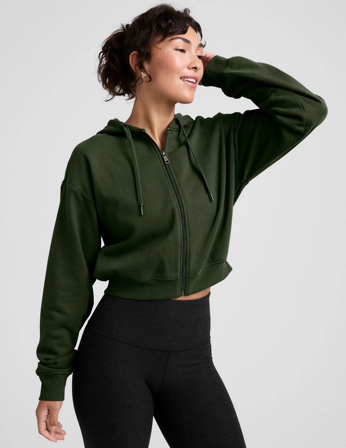 Beyond Yoga LuxeFleece Zip Up Hoodie hoodie Dark Olive avslappnad