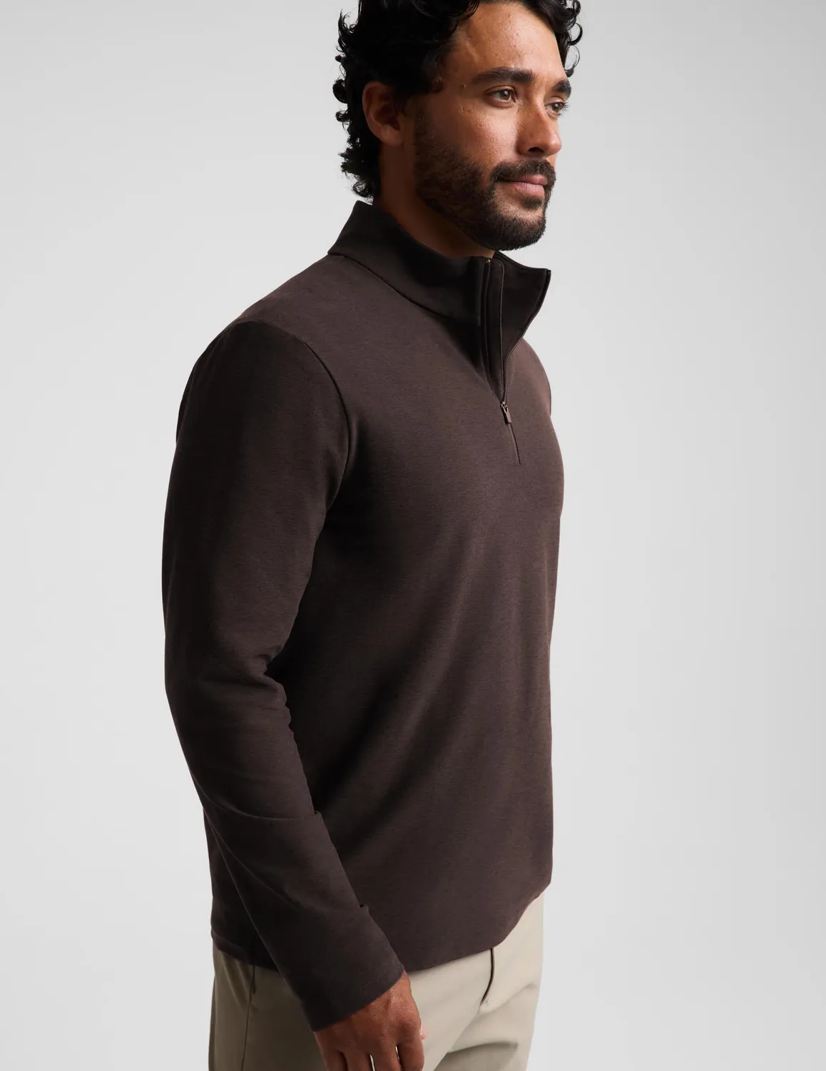 Beyond Yoga Spacedye Terrain quarter zip tröja Dark Chocolate herr