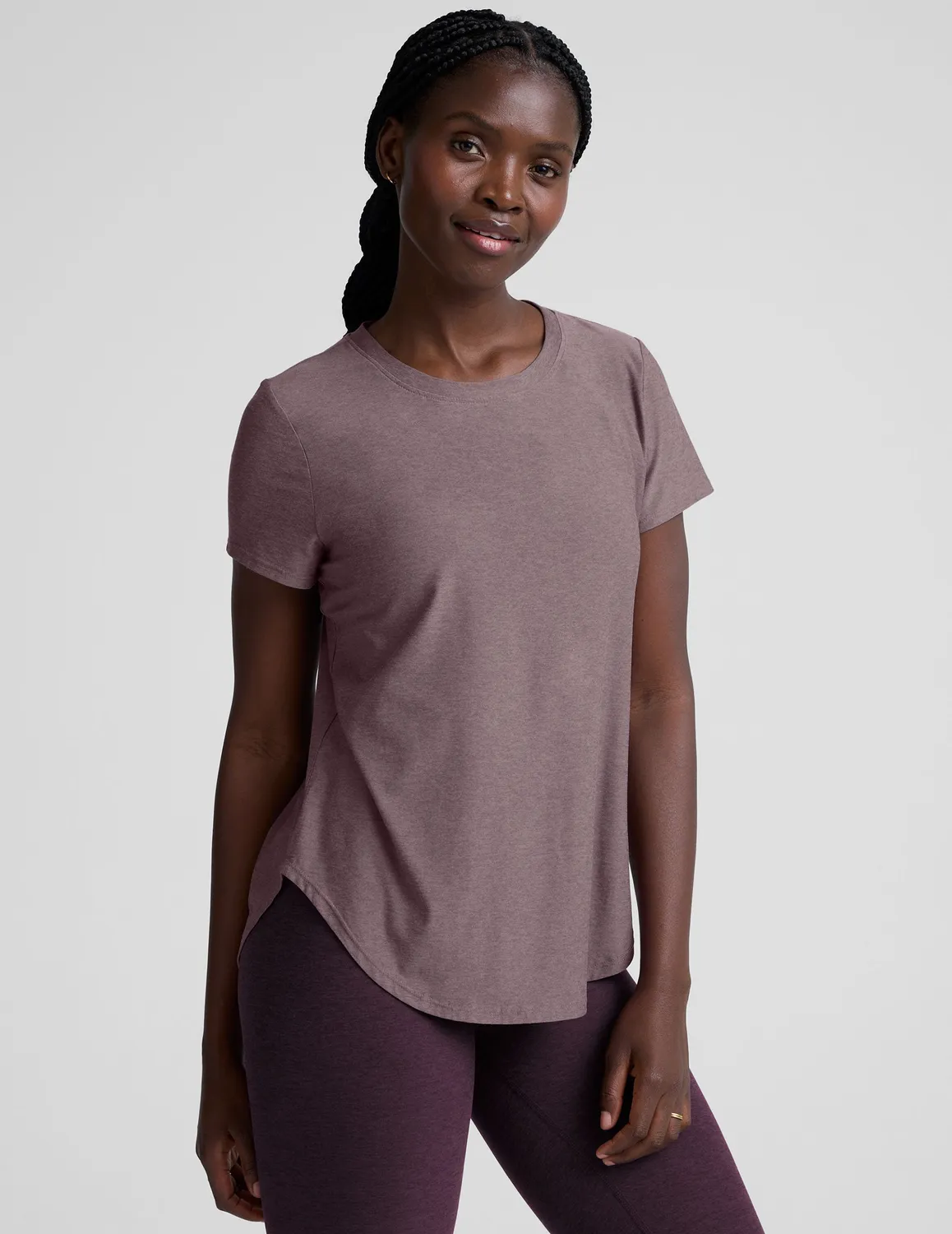 Beyond Yoga Featherweight On The Down Low T-shirt Soft Violet Dusk Heather luftig