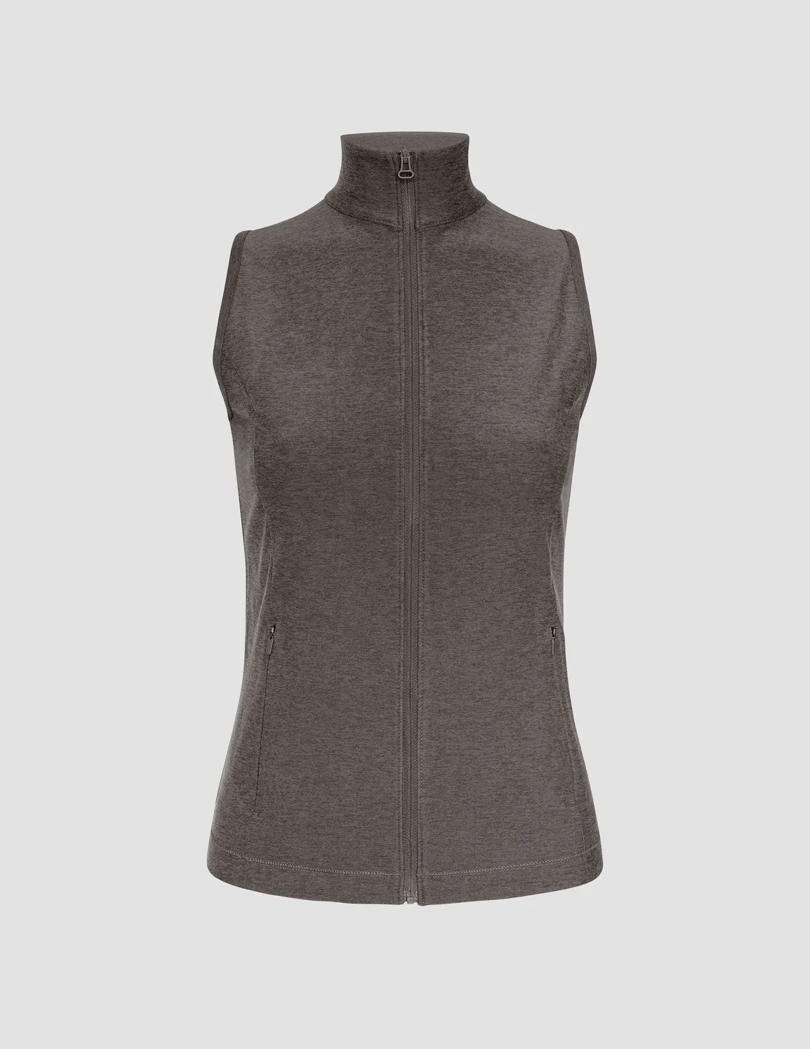 Beyond Yoga Venice Zip-Front Vest träningsväst true gray heather tight