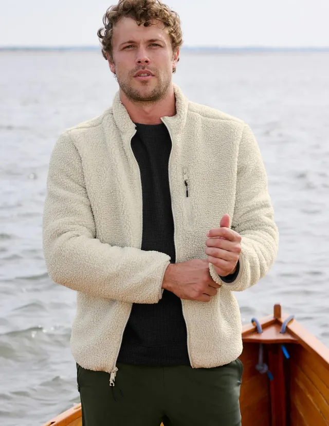 Beyond Yoga Boucle Fleece zipjacka Sand mjuk