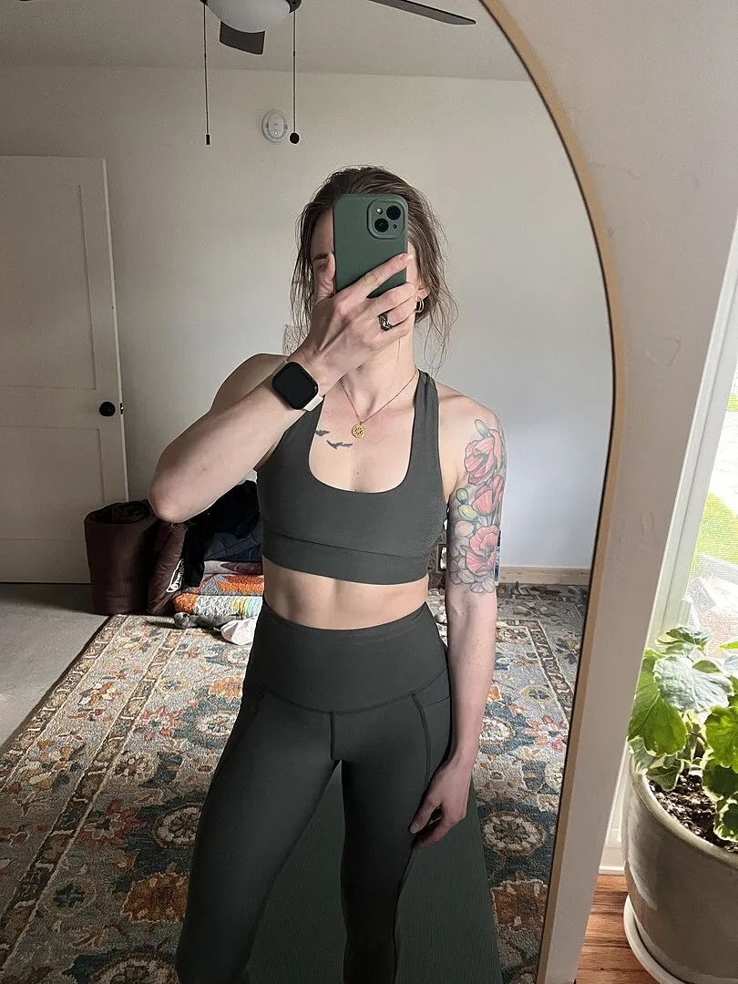 Beyond Yoga Spacedye Simplicity Long Line Bra 2.0 träningsbh Wild Flower Blue stöd