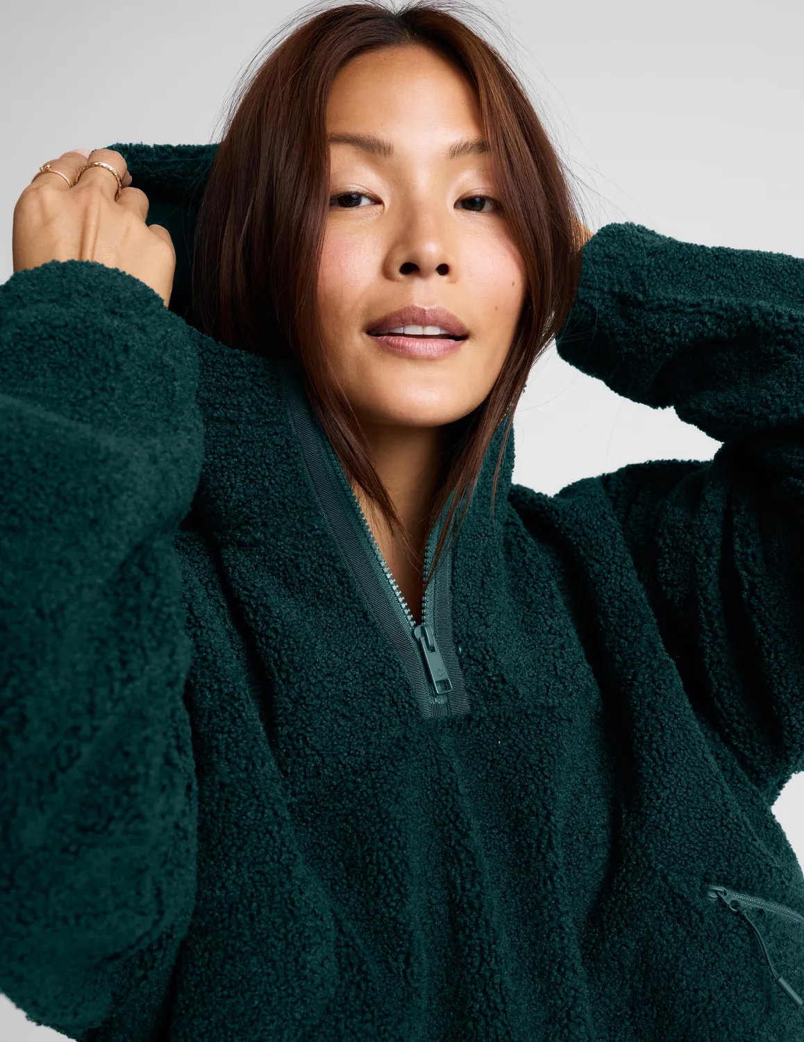 Beyond Yoga Unity 1/4 Zip Hoodie hoodie Dark Ivy bouclé