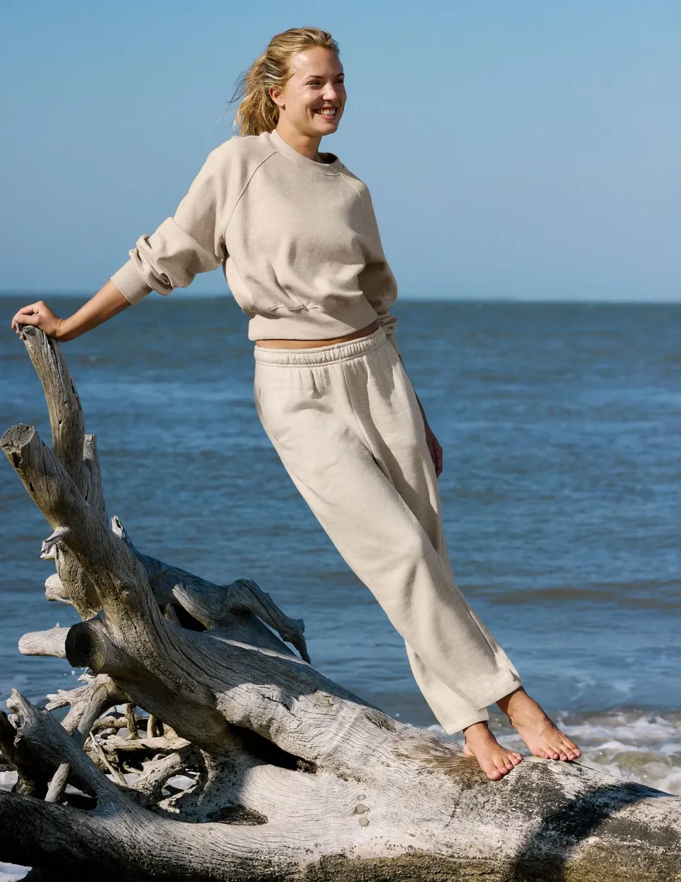 Beyond Yoga LuxeFleece 2.0 Straight Leg Sweatpant 31" mjukisbyxor oatmeal