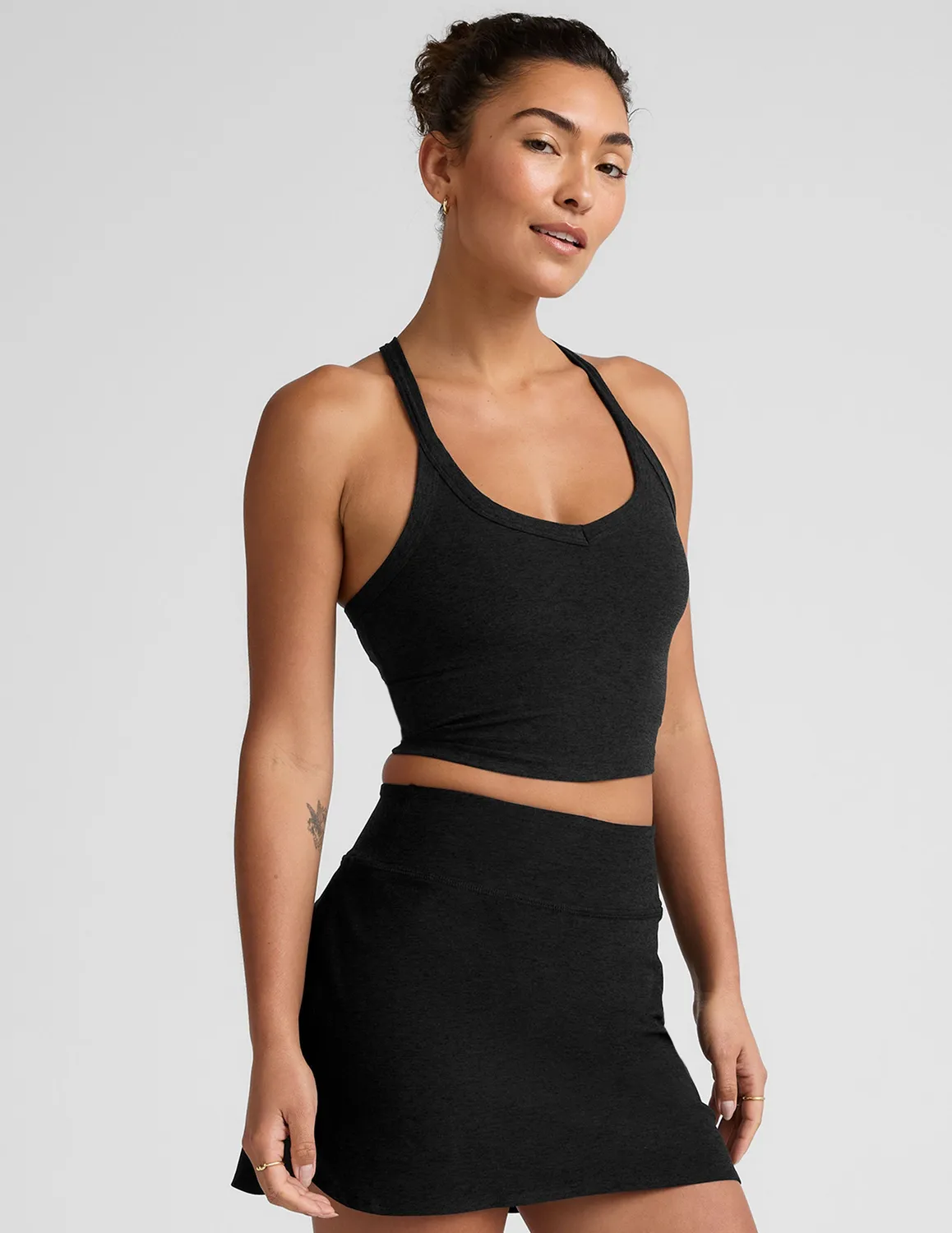 Beyond Yoga Spacedye On The Up Cropped linne Darkest Night med bh