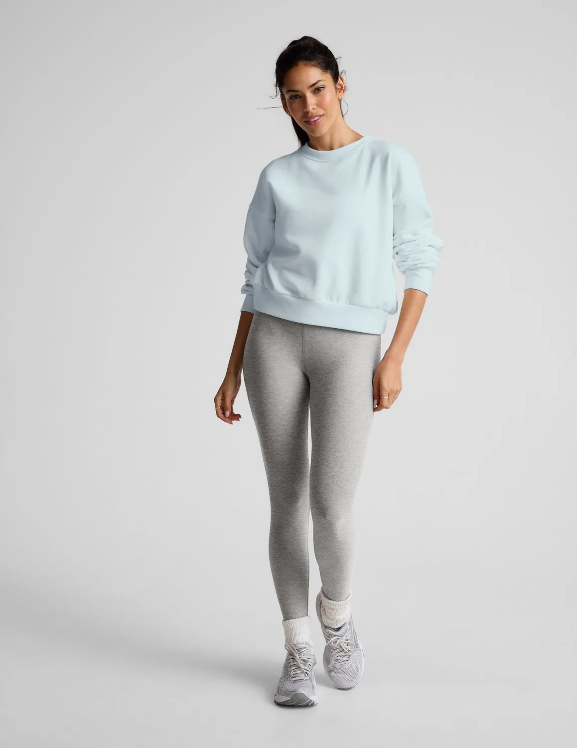 Beyond Yoga LuxeFleece Crewneck Sweatshirt tröja ljusblå lös