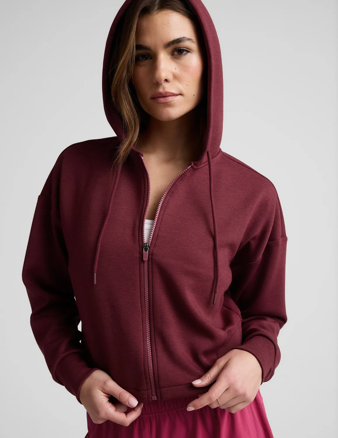 Beyond Yoga SoftSpring Full Zip Hooded Jacket hoodie vinröd