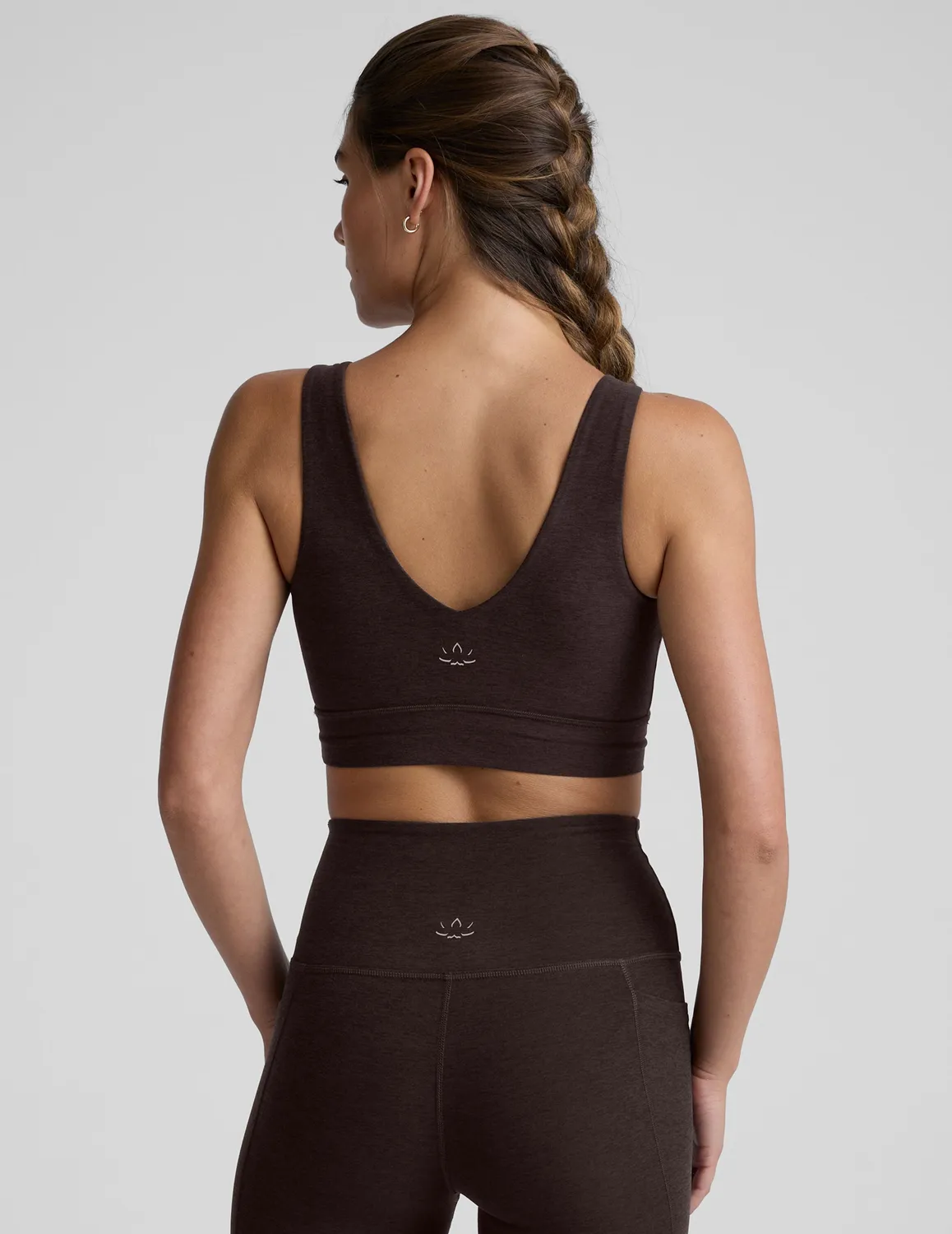 Beyond Yoga Spacedye Good Day Long Line sport-bh Dark Chocolate mjuk