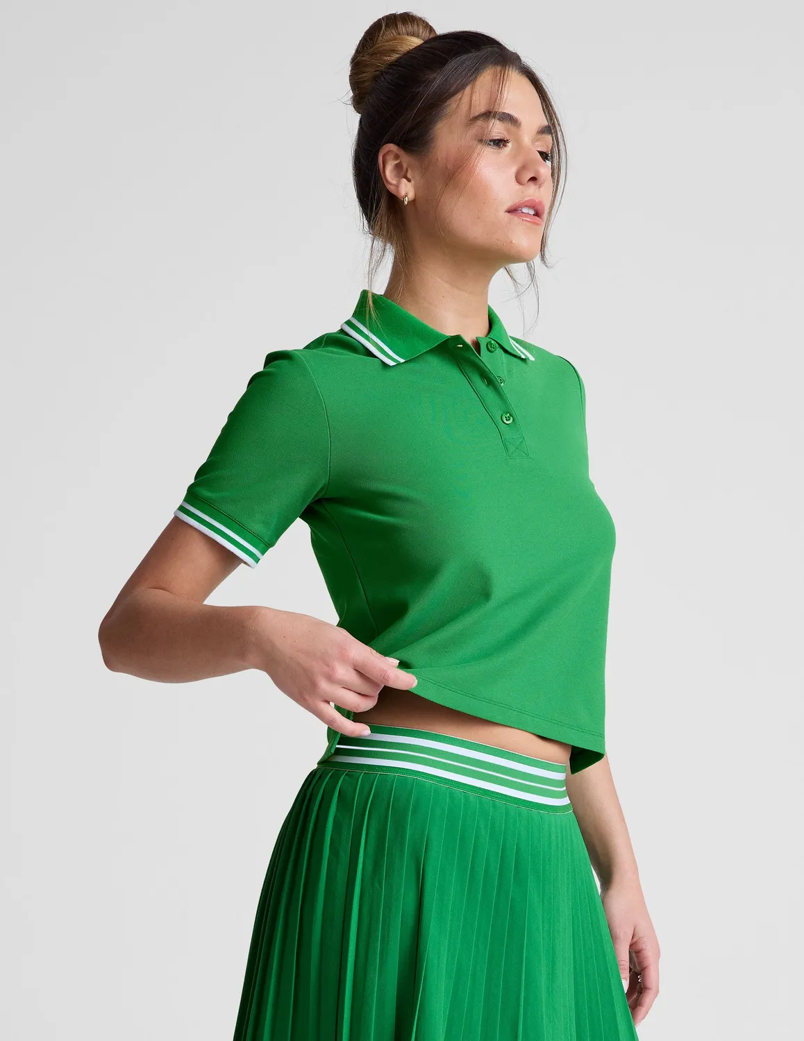 Beyond Yoga Country Club Polo t-shirt Home Court Green figurnära