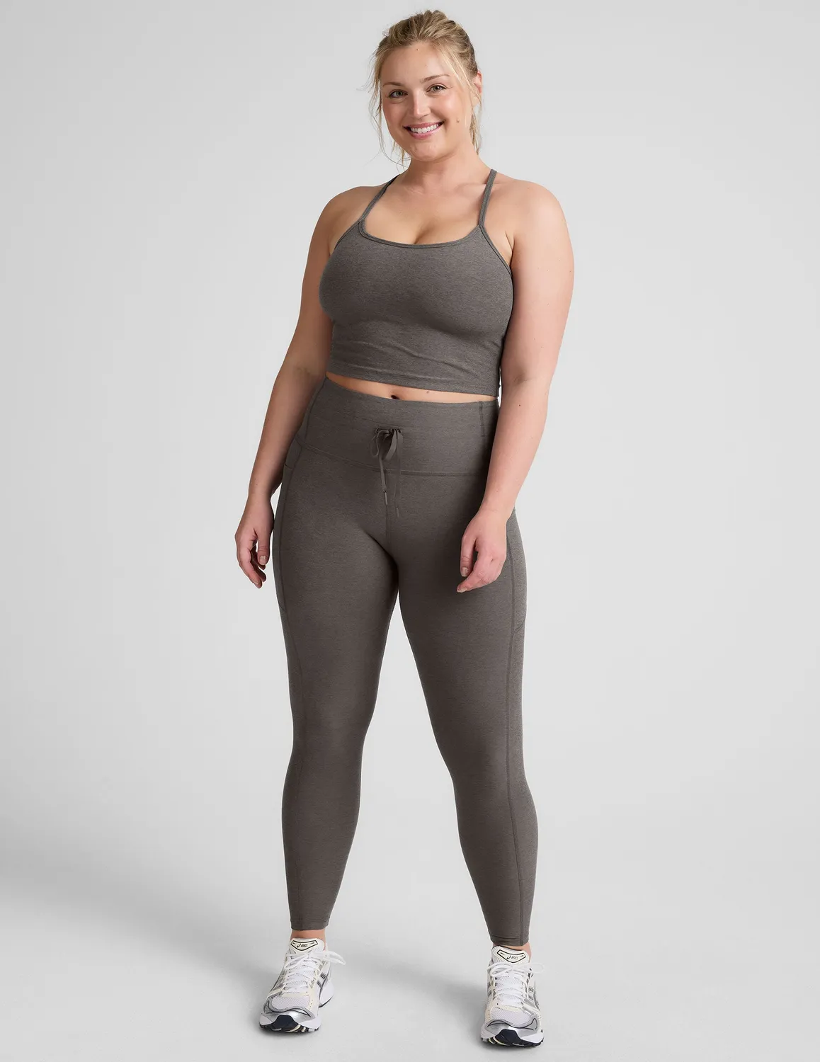 Beyond Yoga Spacedye Go Pocket Midi leggings True Gray Heather med fickor