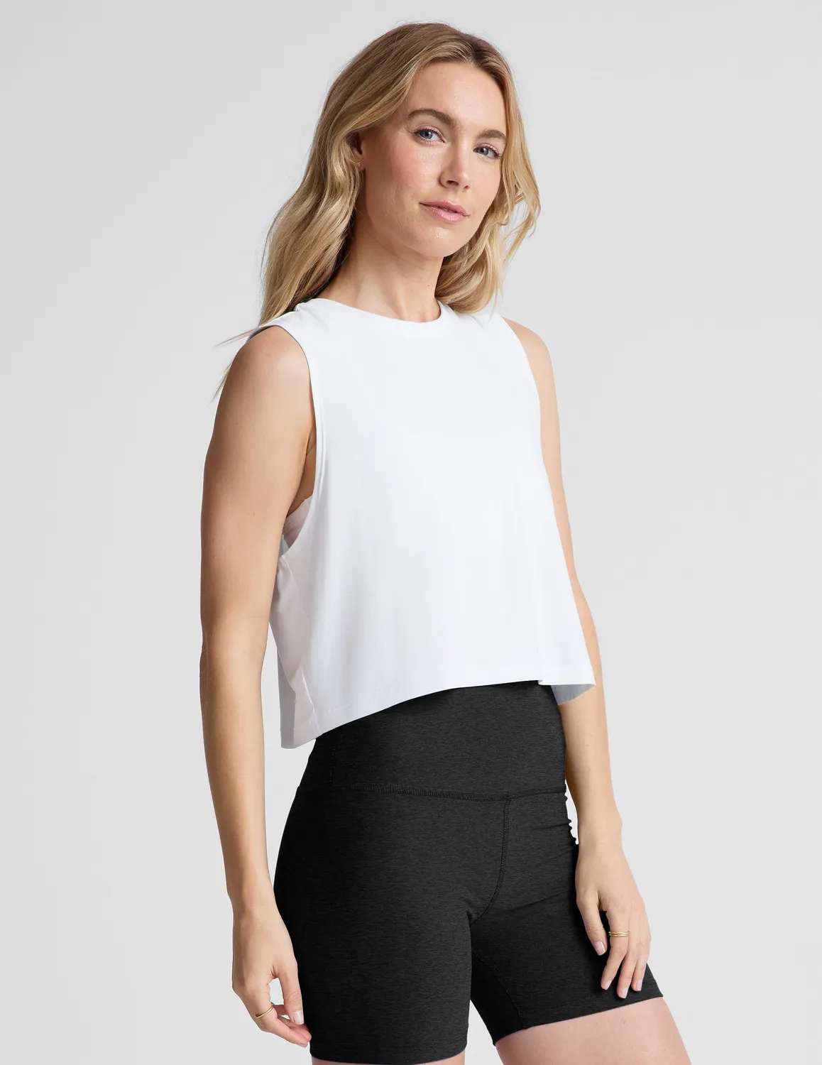 Beyond Yoga Featherweight Minimal Cropped Tank träningstopp Cloud White lätt