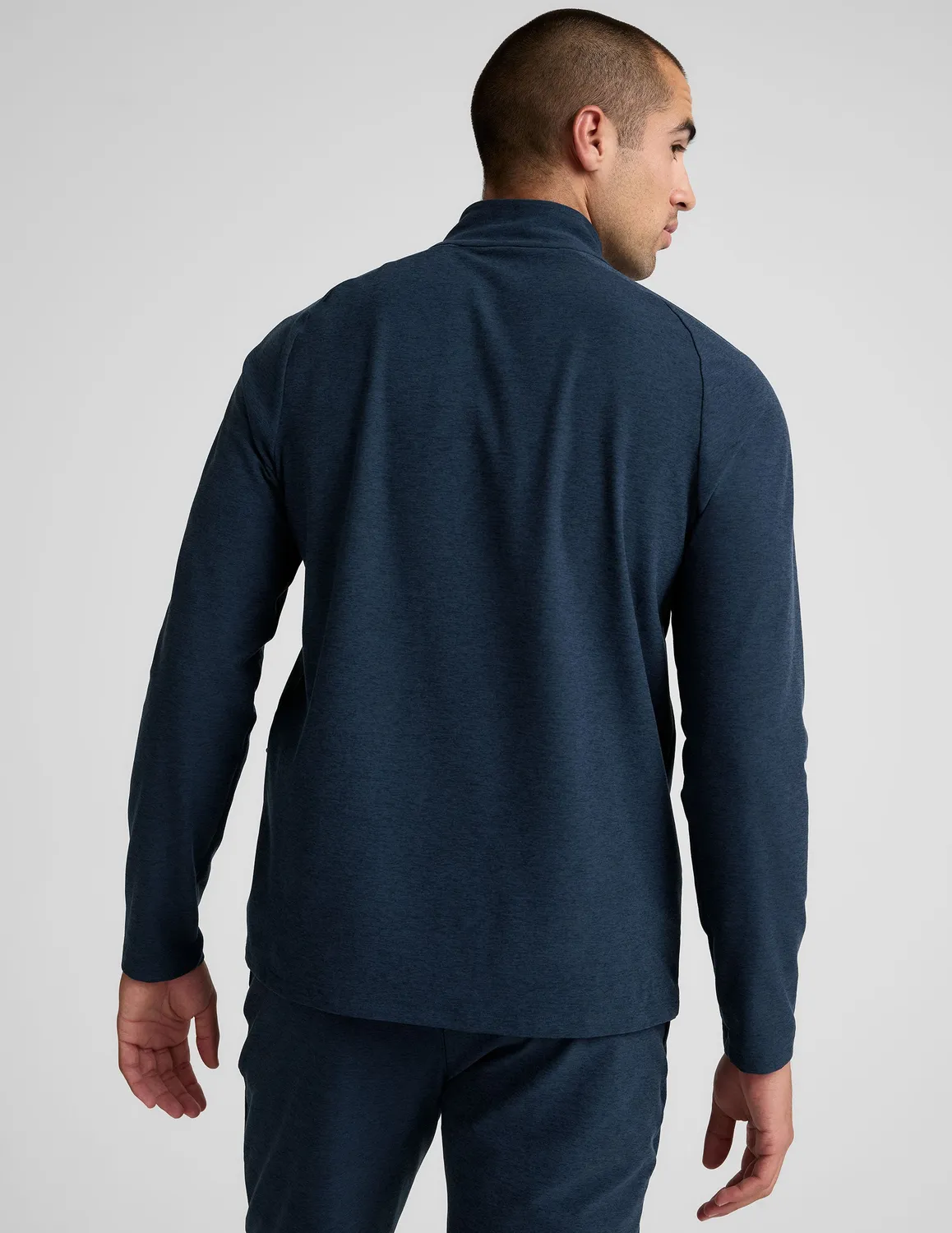 Beyond Yoga Spacedye Terrain quarter zip tröja Nocturnal Navy herr