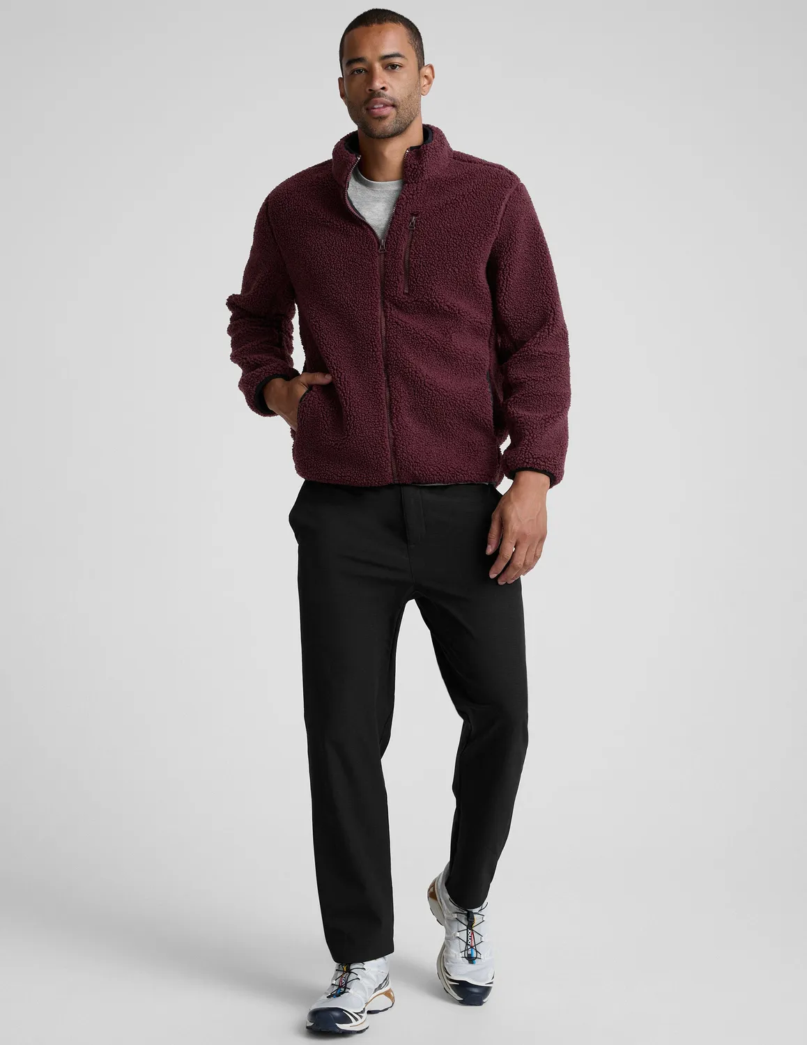 Beyond Yoga Boucle Fleece zipjacka Deep Maroon varm