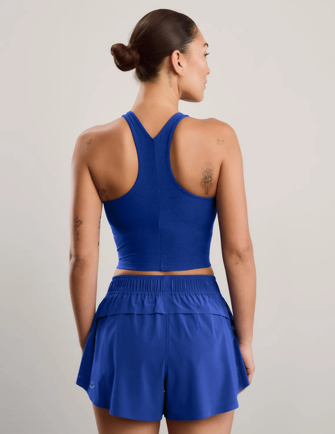 Beyond Yoga Spacedye Refocus Cropped Tank linne Ultra Blue Heather med bh