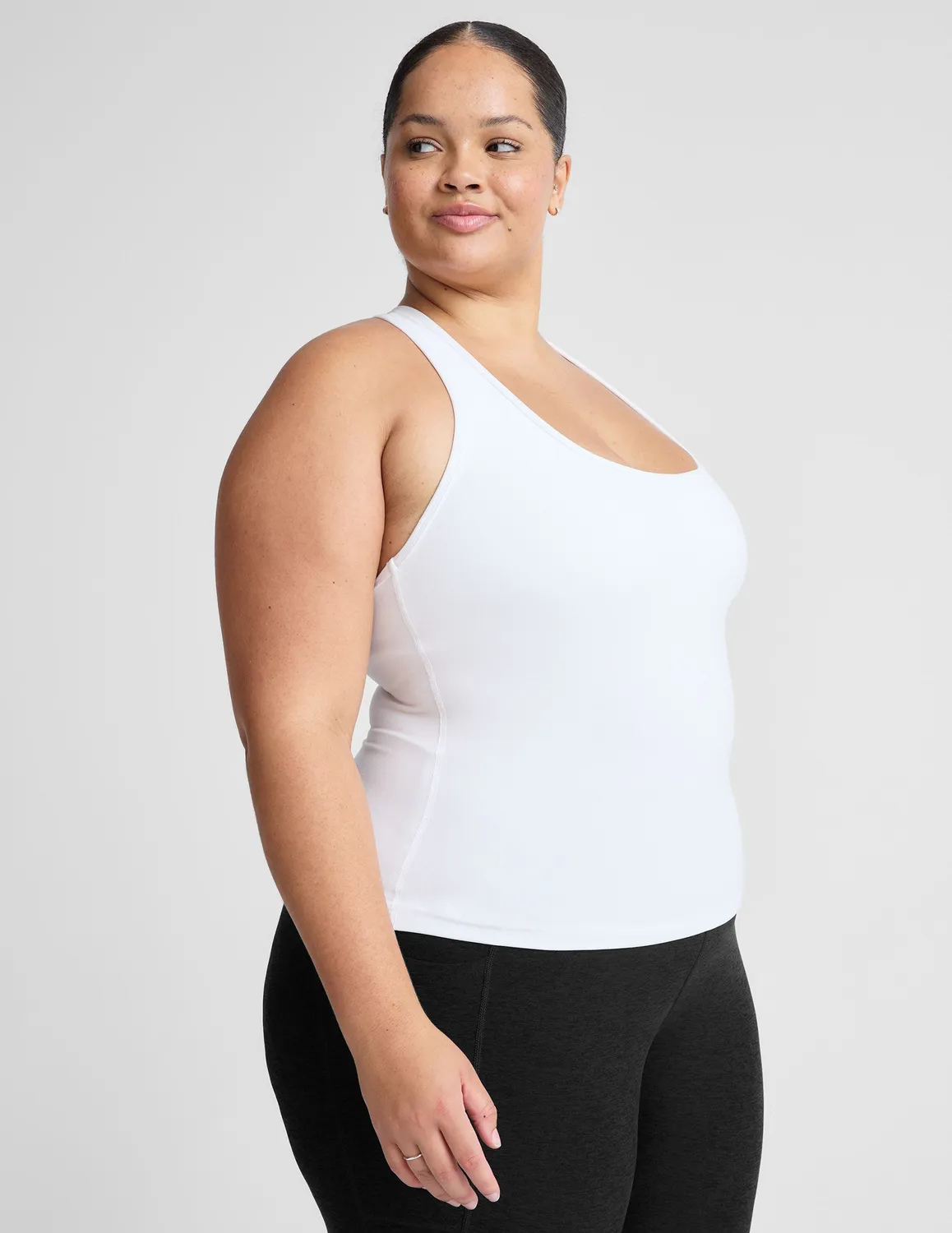 Beyond Yoga Spacedye Step Up träningslinne Cloud White BH