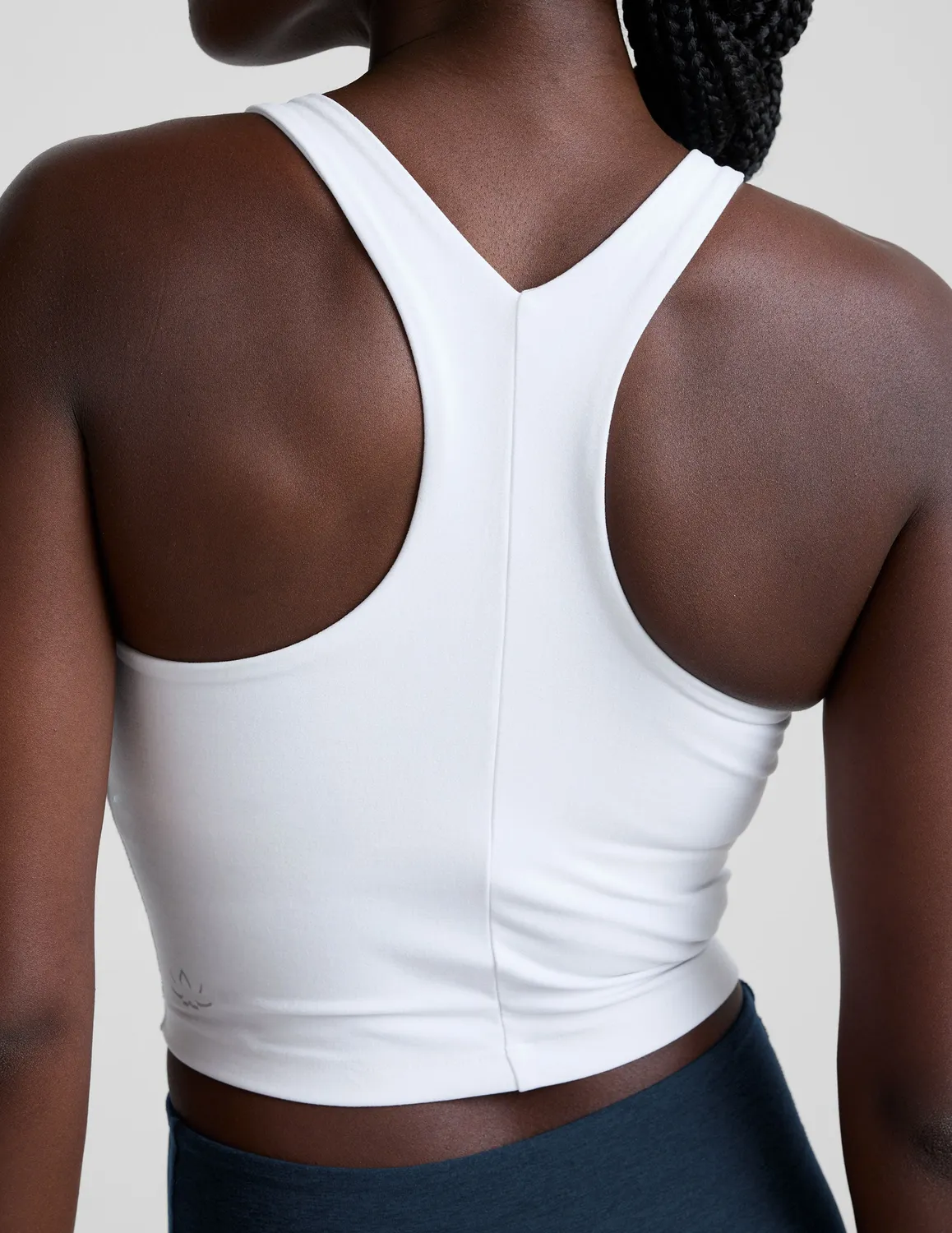 Beyond Yoga Spacedye Refocus Cropped Tank linne Cloud White inbyggd BH