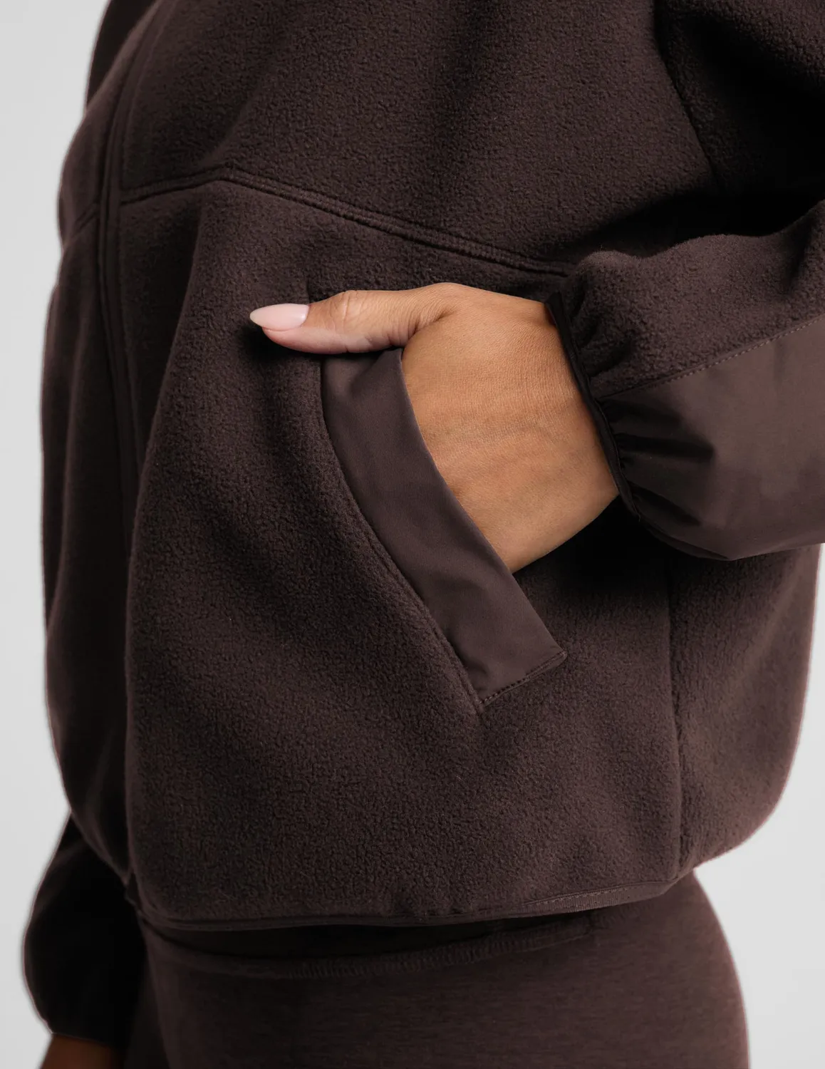 Beyond Yoga PolarFlex Fleece Jacket fleecejacka Dark Chocolate med luva
