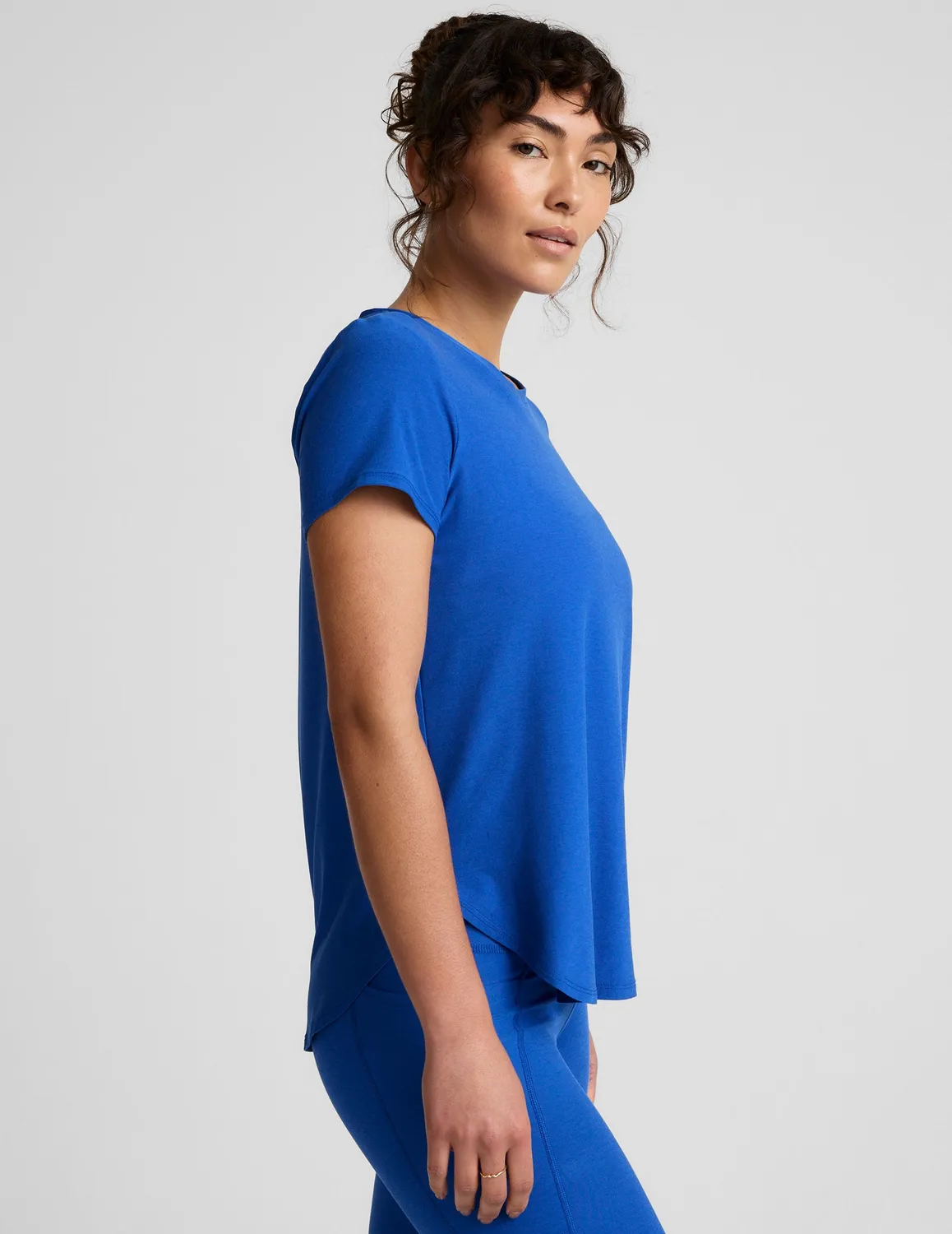 Beyond Yoga Featherweight On The Down Low T-shirt Court Blue avslappnad