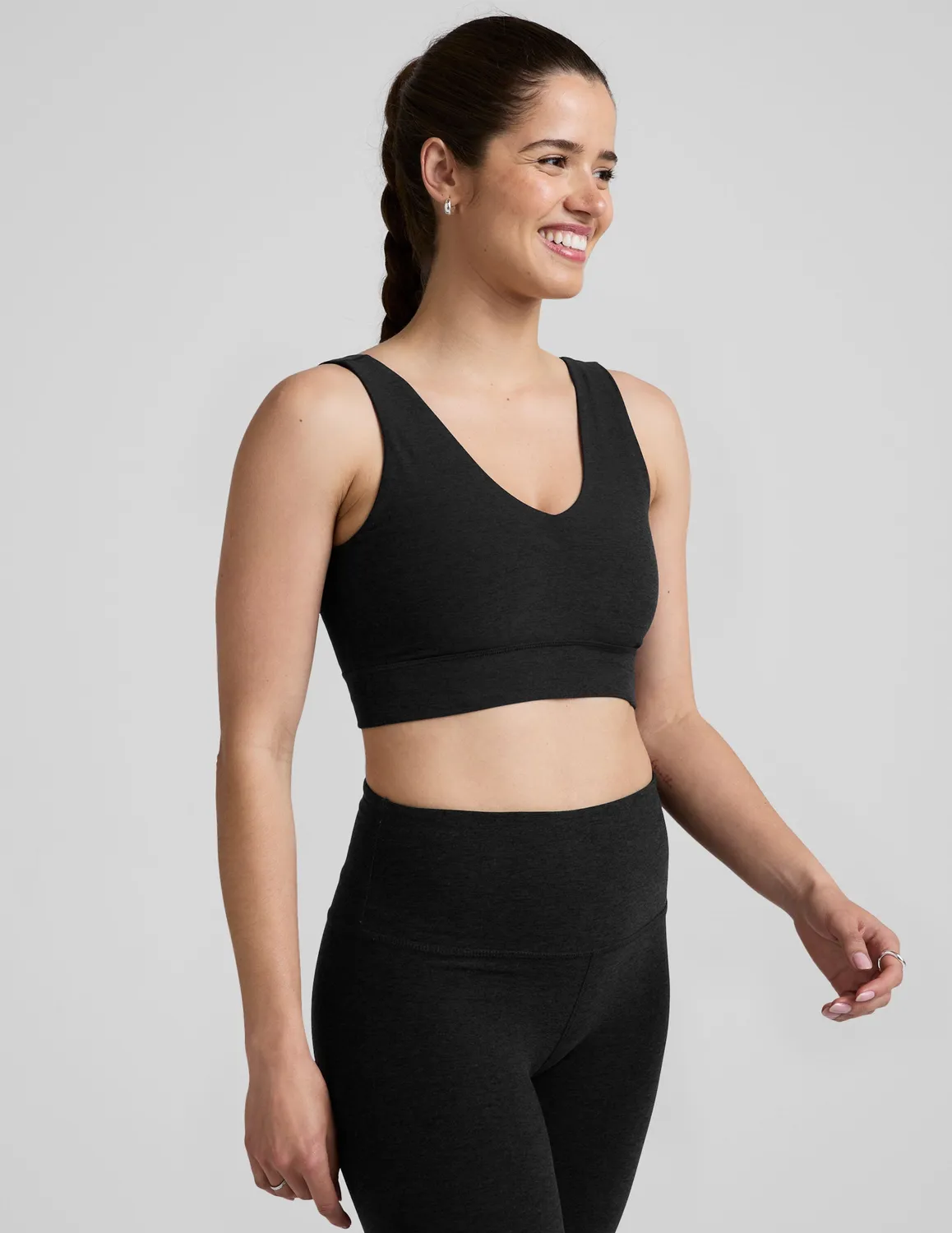 Beyond Yoga Spacedye Good Day Long Line sport-bh Darkest Night mjuk