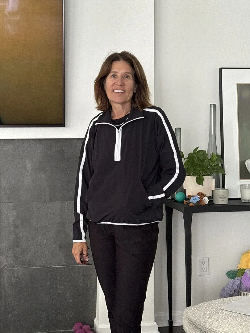 Beyond Yoga Stretch Woven Course Contrast pullover svart/vit