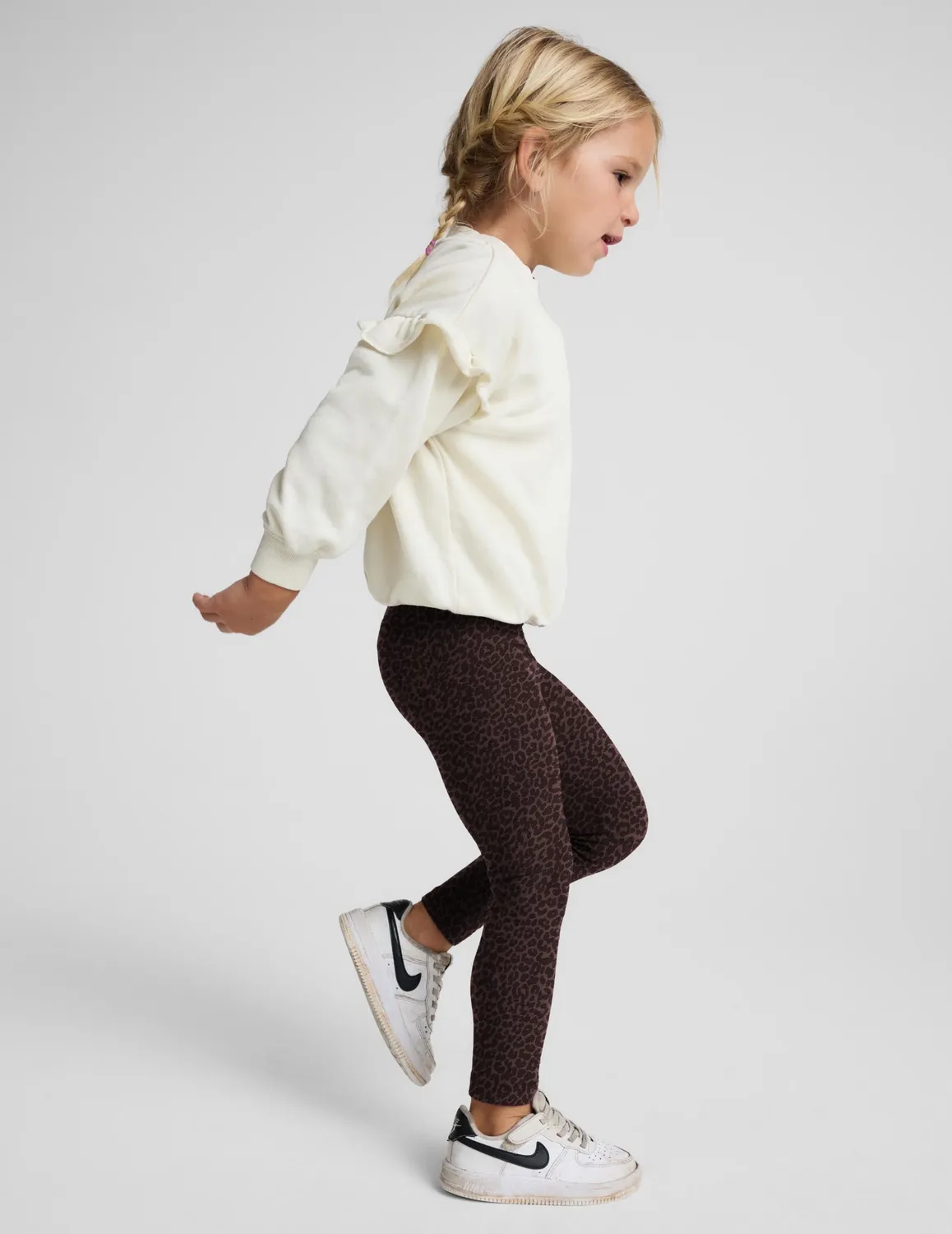 Beyond Yoga SoftMark Toddler Leggings Cocoa Plum Leopard stretch