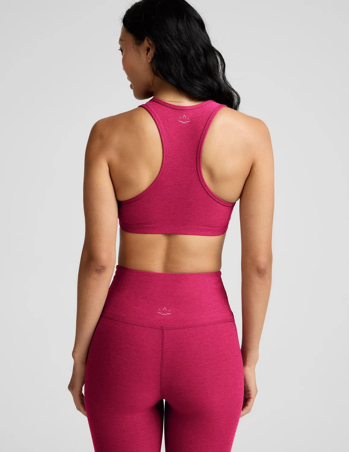 Beyond Yoga Spacedye Lift Your Spirits sportbh Berry Red Heather 1X-2X