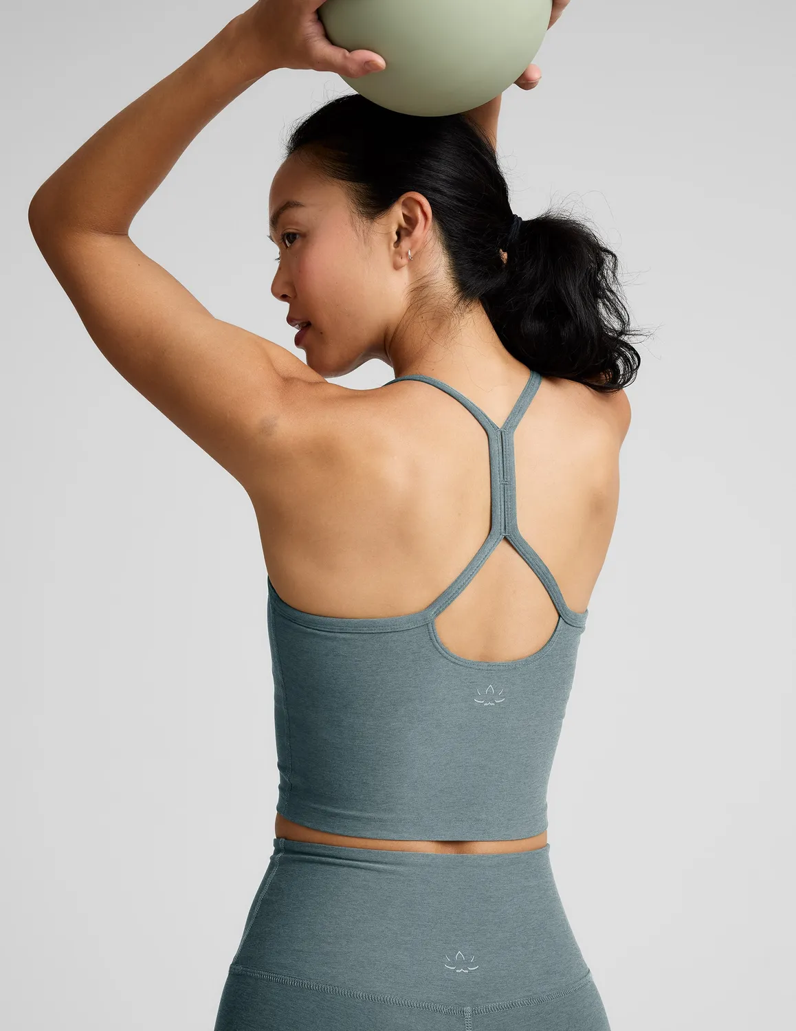 Beyond Yoga Spacedye Slim Racerback Cropped Tank linne Storm med BH