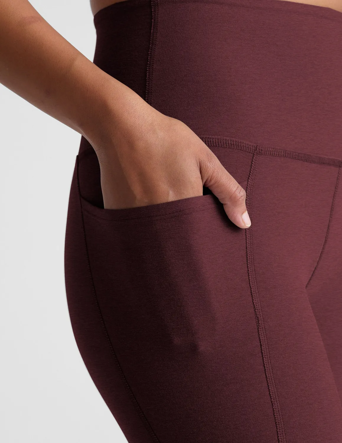 Beyond Yoga Spacedye Out Of Pocket High Waisted Midi Legging Midnight Burgundy Heather