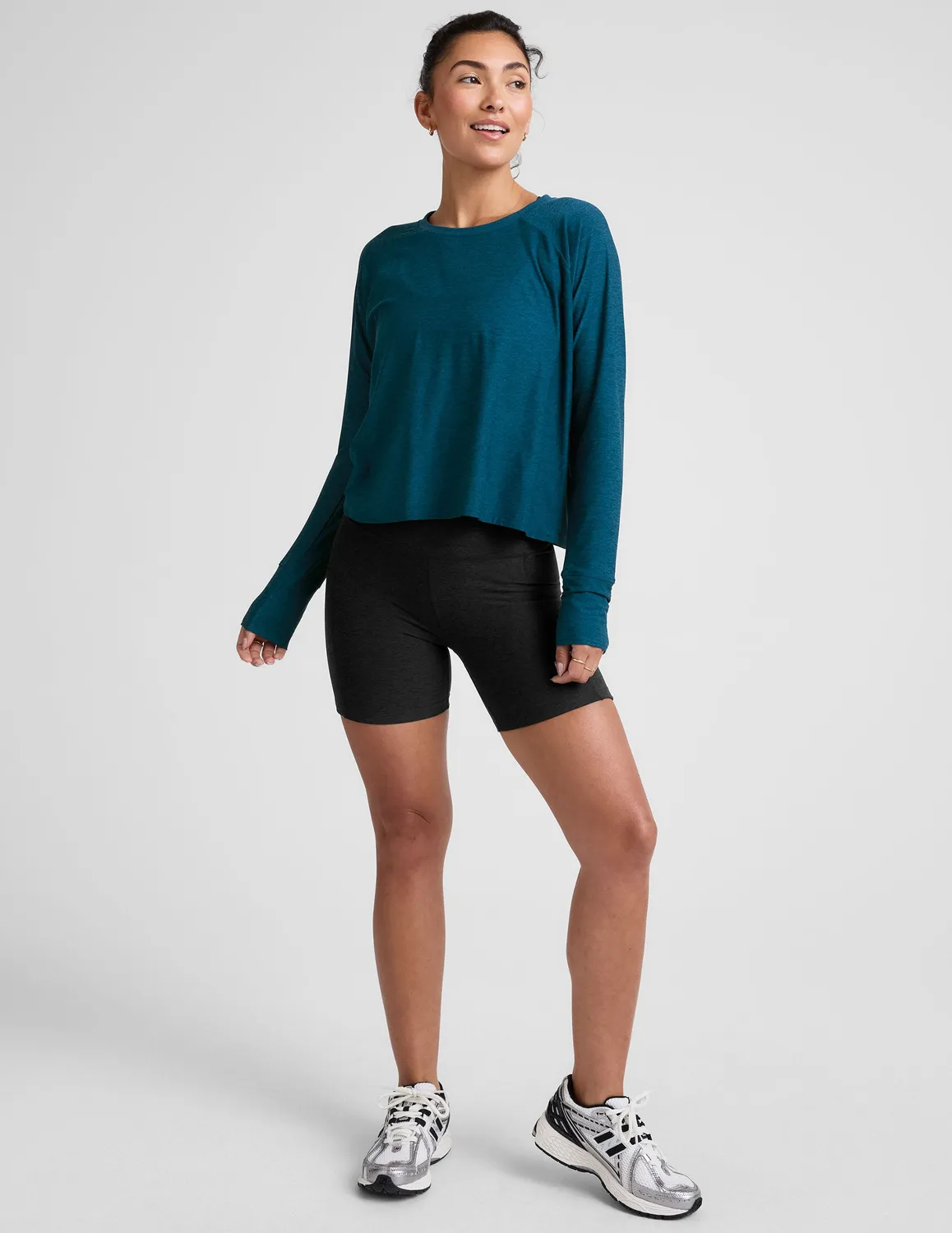 Beyond Yoga Featherweight Daydreamer Pullover tröja Blue Gem Heather luftig