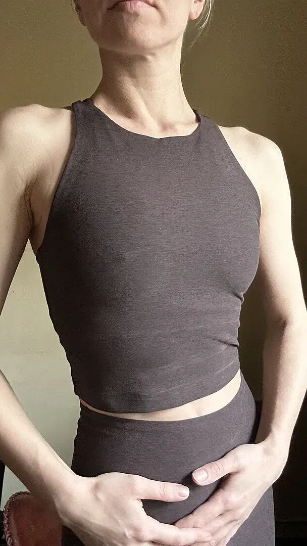 Beyond Yoga Spacedye Refocus Cropped Tank linne Ultra Blue Heather med bh