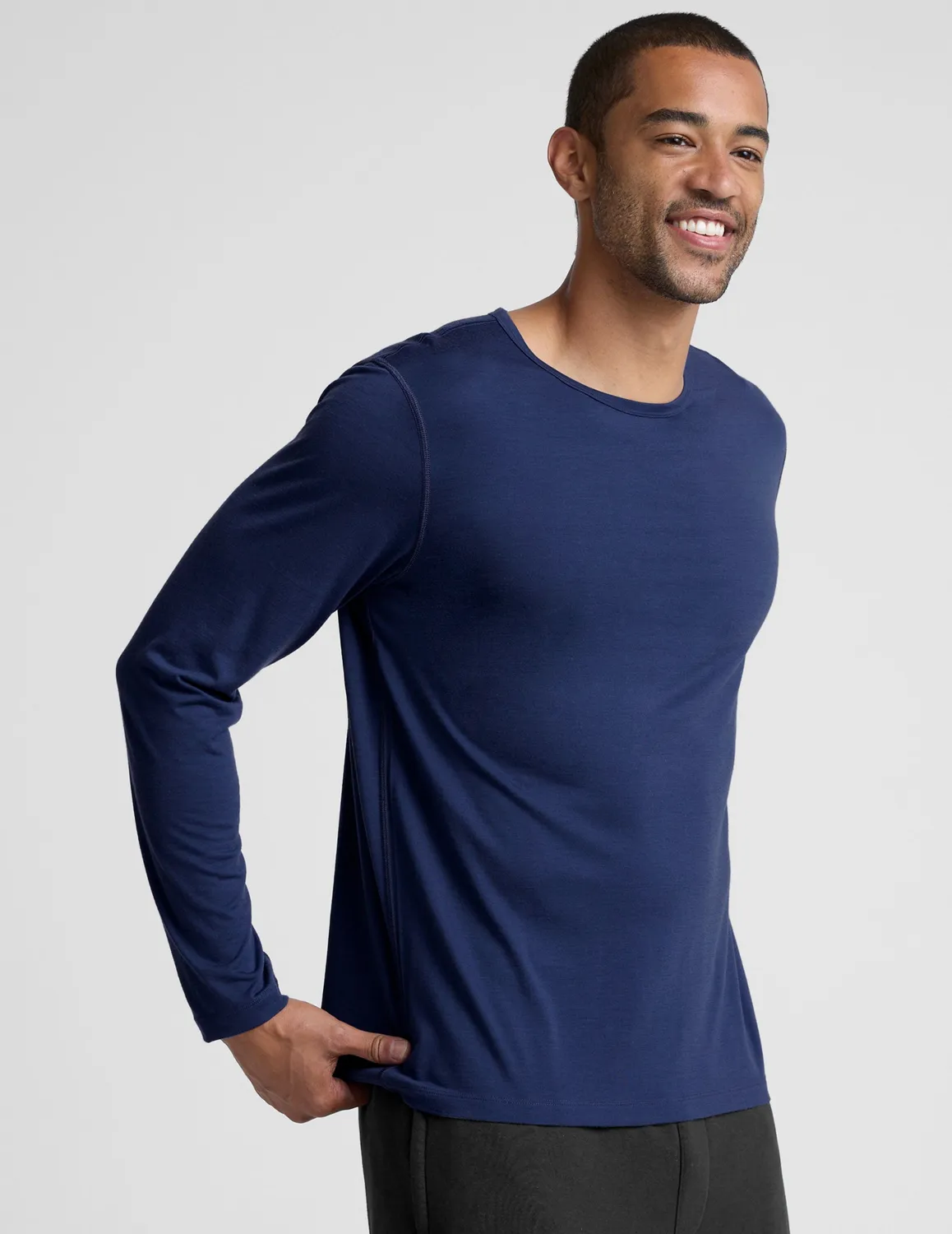 Beyond Yoga Merino Wool Men's Long Sleeve Crew tröja Dark Cobalt
