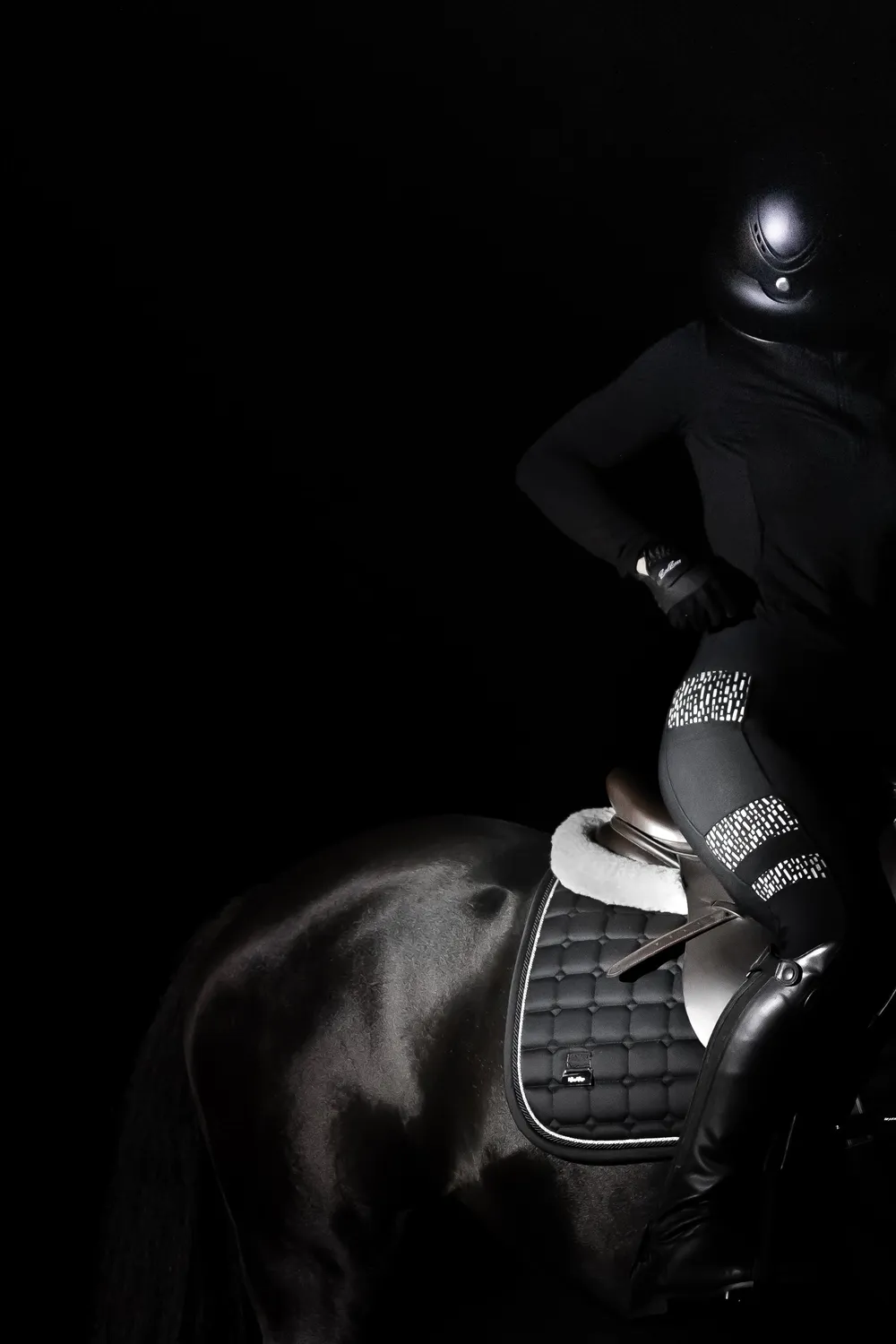 ZacZess Reflective ridleggings svart Full Grip hög midja