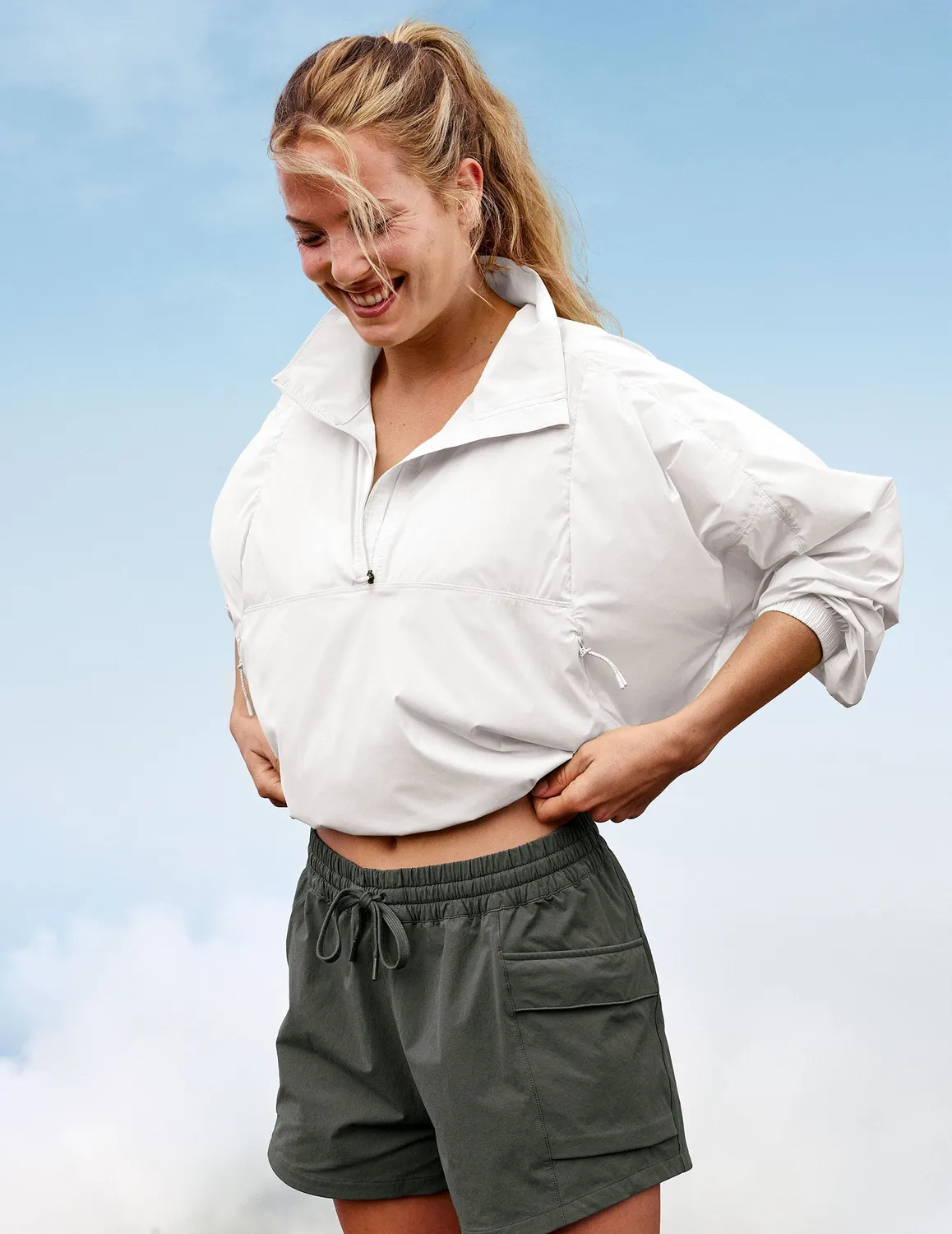 Beyond Yoga Places To Go Half Zip jacka vit UPF 50+
