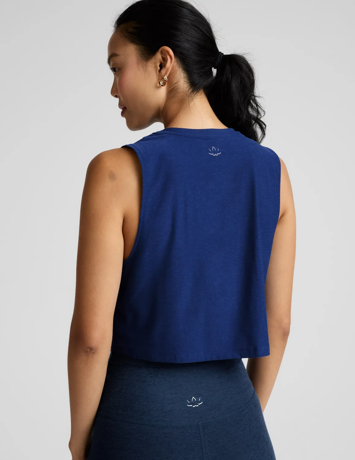 Beyond Yoga Featherweight Minimal Cropped Tank linne Marine Blue Heather lös