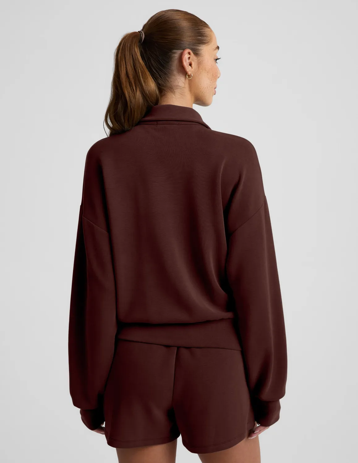 Beyond Yoga Luxe Sandwash Half Zip Pullover sweatshirt Iced Mocha lager
