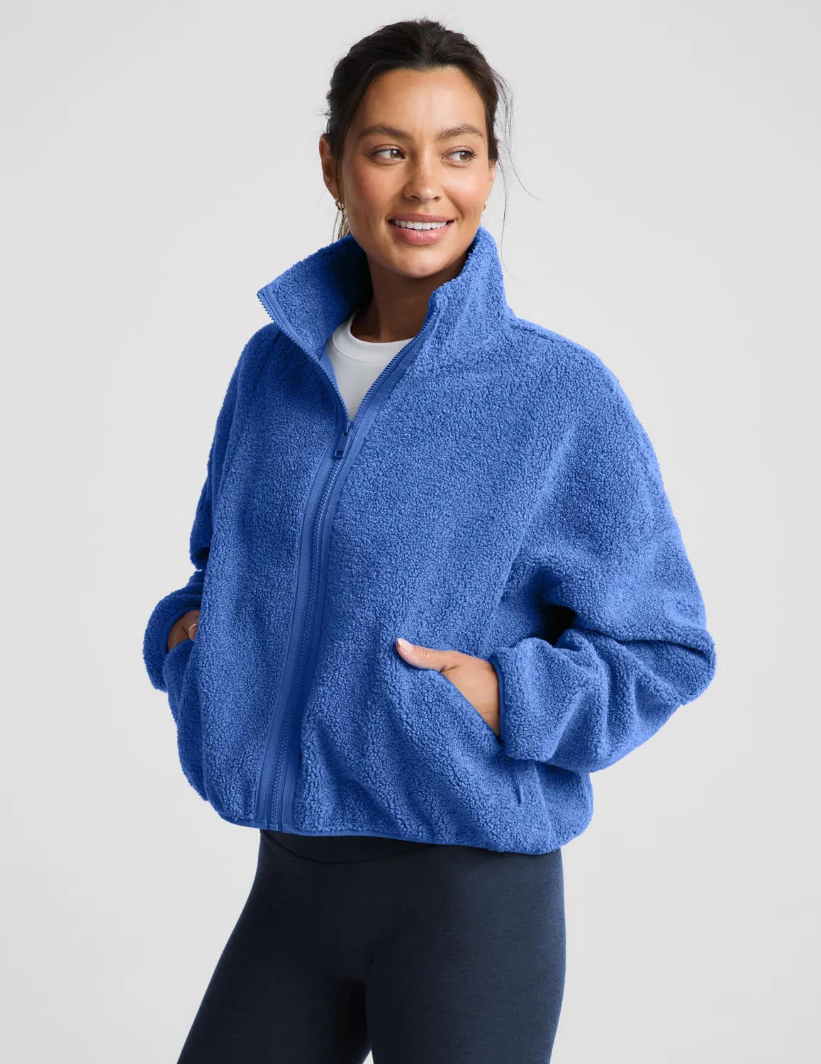 Beyond Yoga Unity Zip Jacket fleecetröja Mineral Blue blå