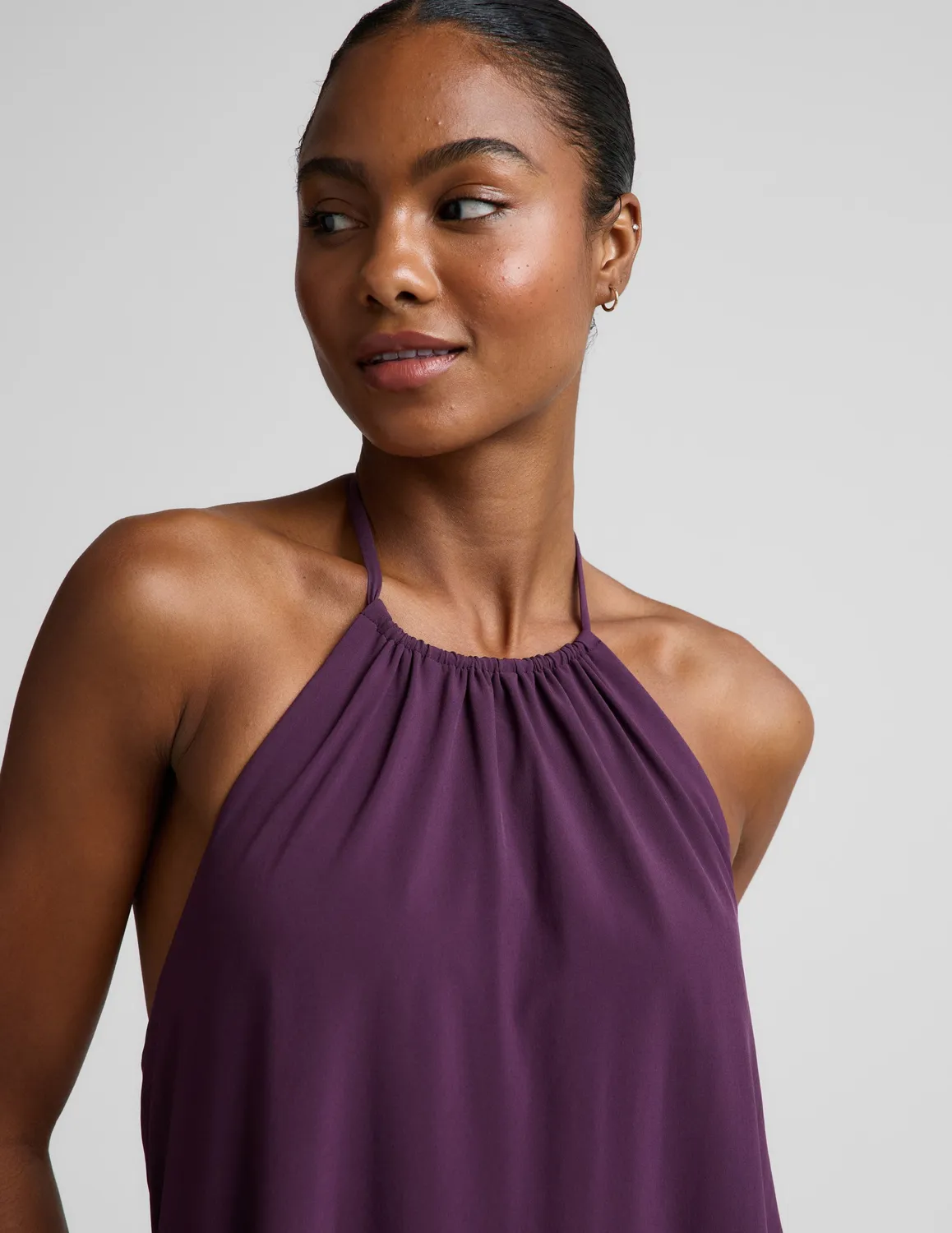Beyond Yoga Go With The Flow halter maxiklänning Brilliant Blackberry fickor