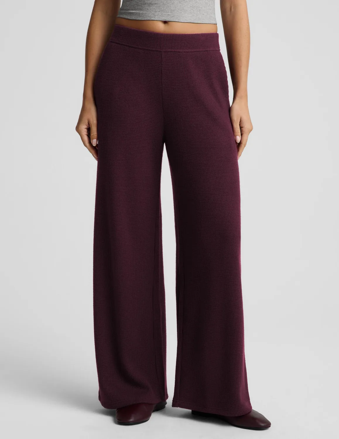 Beyond Yoga Rest Day Waffle Wide Leg Pant mjukisbyxor cabernet fickor