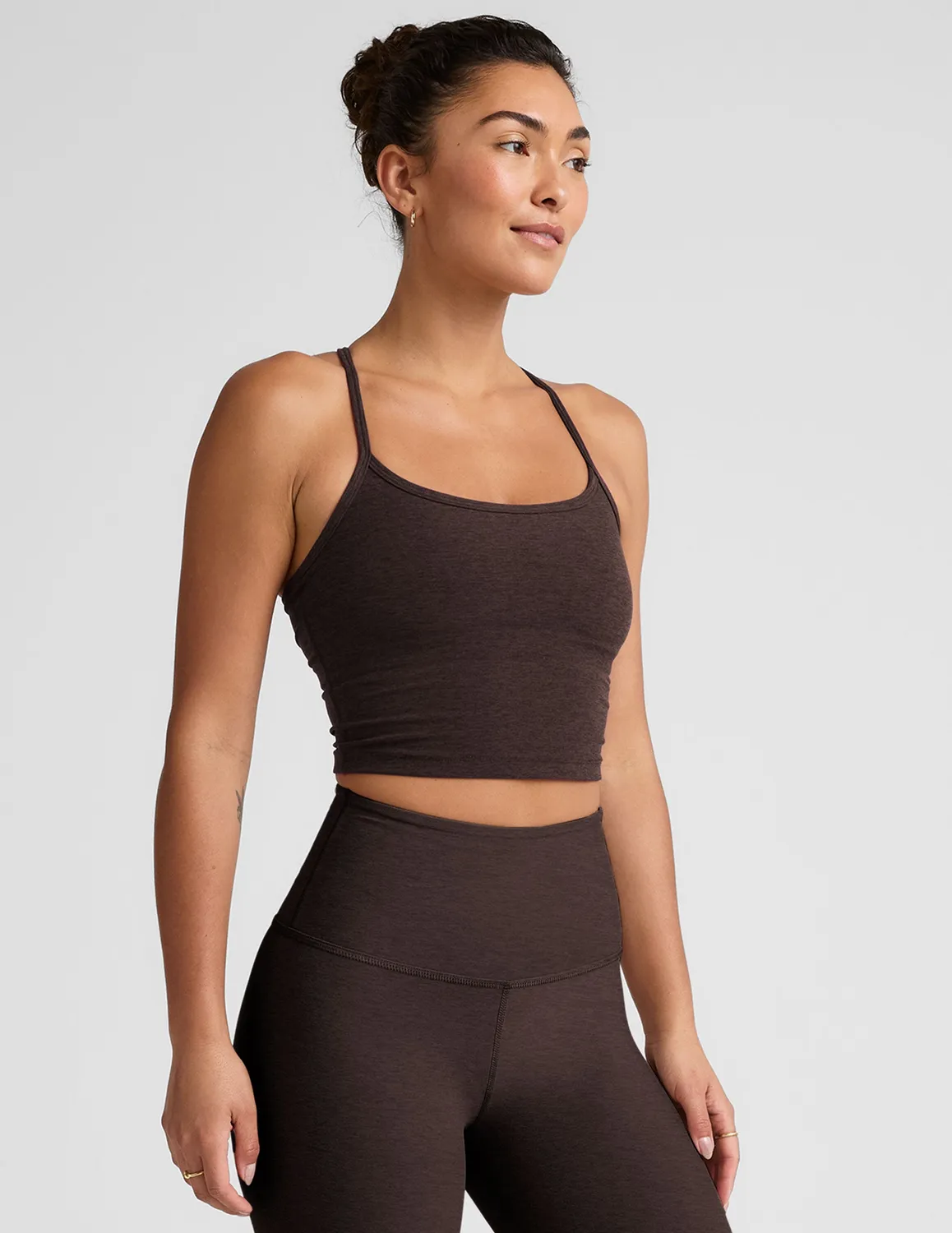 Beyond Yoga Spacedye Slim Racerback Cropped Tank linne Dark Chocolate
