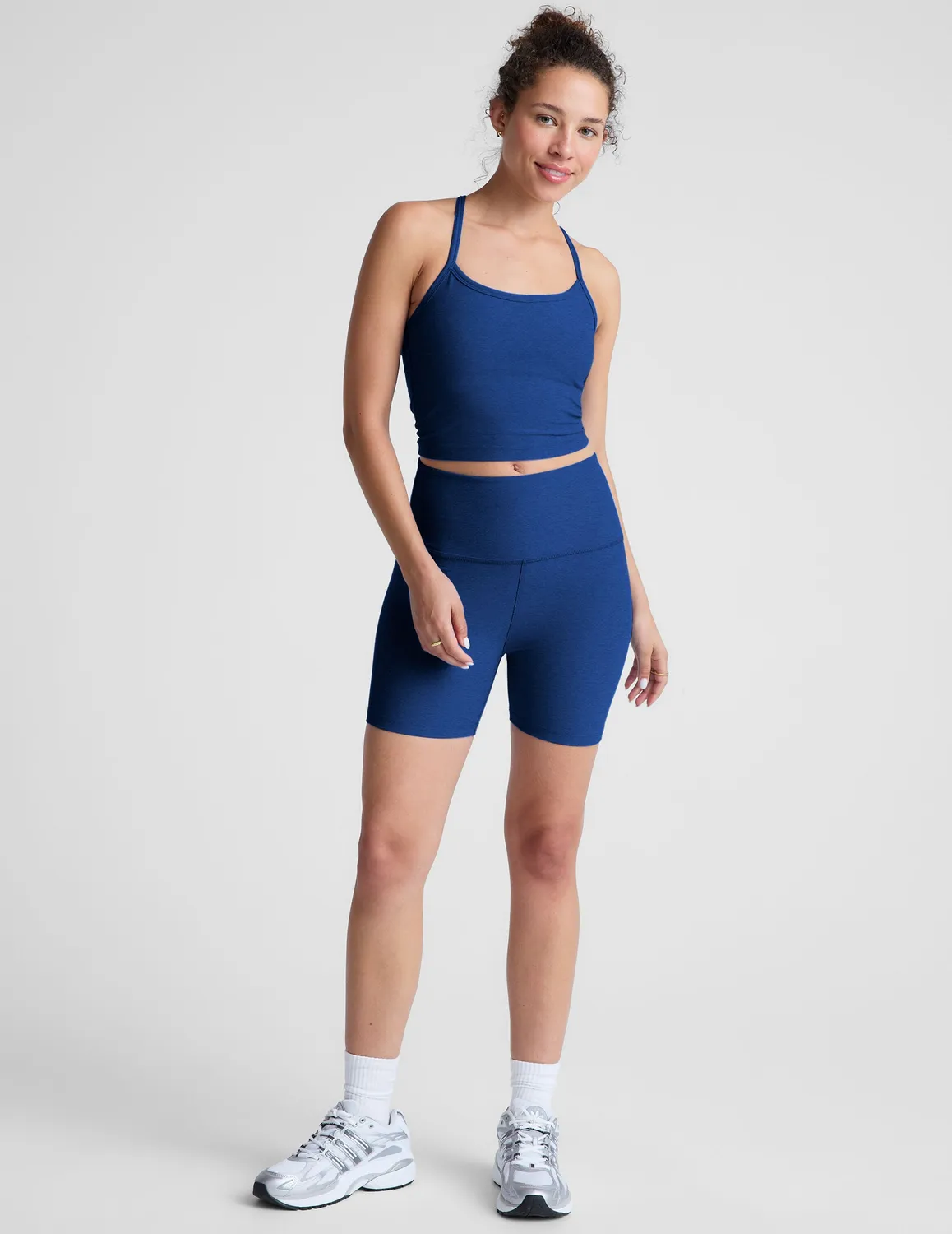 Beyond Yoga Spacedye Slim Racerback Cropped Tank topp Marine Blue Heather med bh