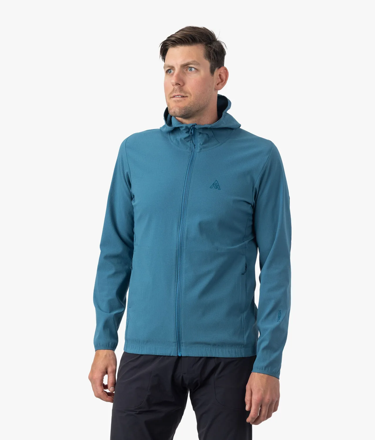 7MESH Spruce huvtröja Lake Blue vindskyddande