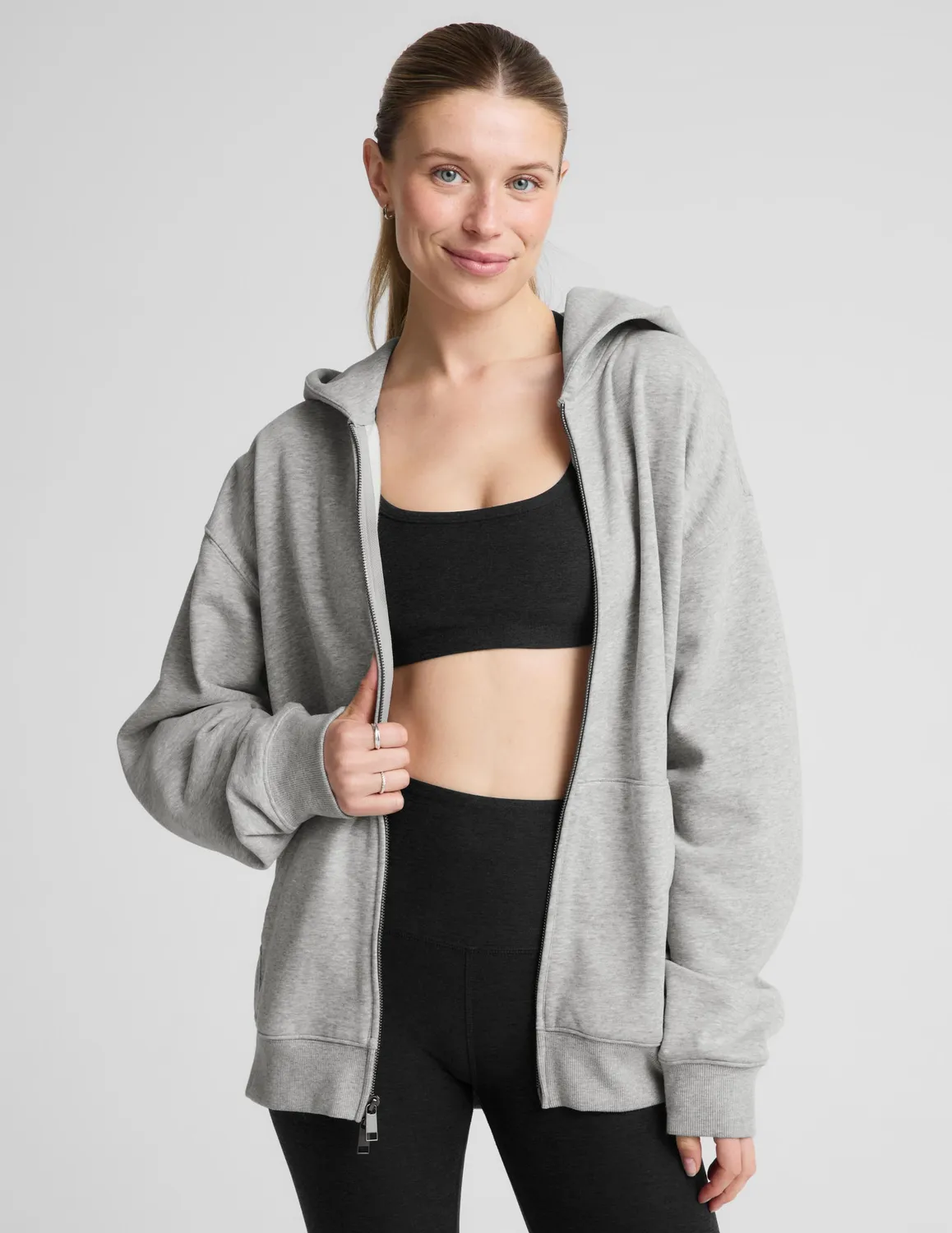 Beyond Yoga LuxeFleece Full Zip hoodie Light Heather Gray