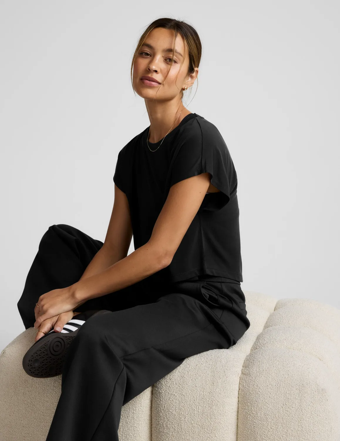 Beyond Yoga Studio Luxe Cropped Tee t-shirt Black croppad