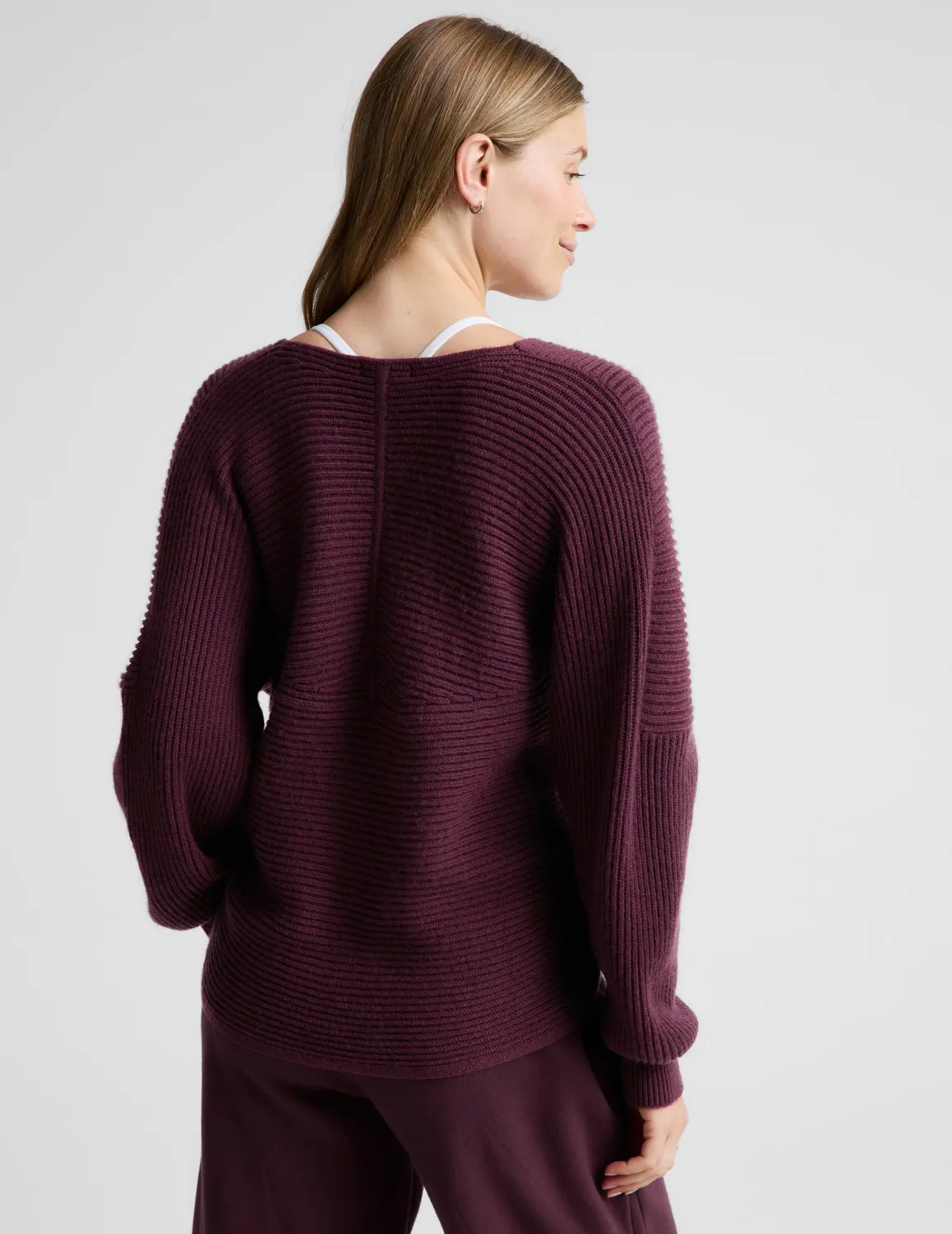 Beyond Yoga That's A Wrap pullover röd omlott ribbad