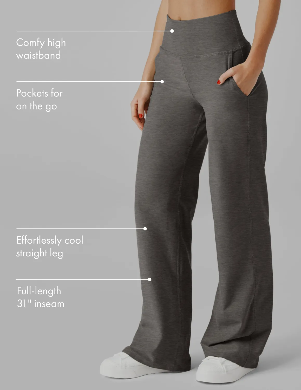 Beyond Yoga Spacedye Laid Back Wide Leg Pant 31 byxor True Gray