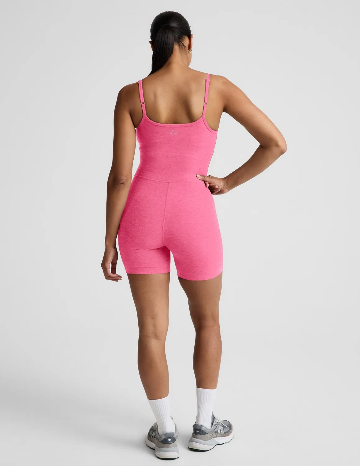 Beyond Yoga Spacedye Keep Pace Biker jumpsuit Luscious Pink Heather BH