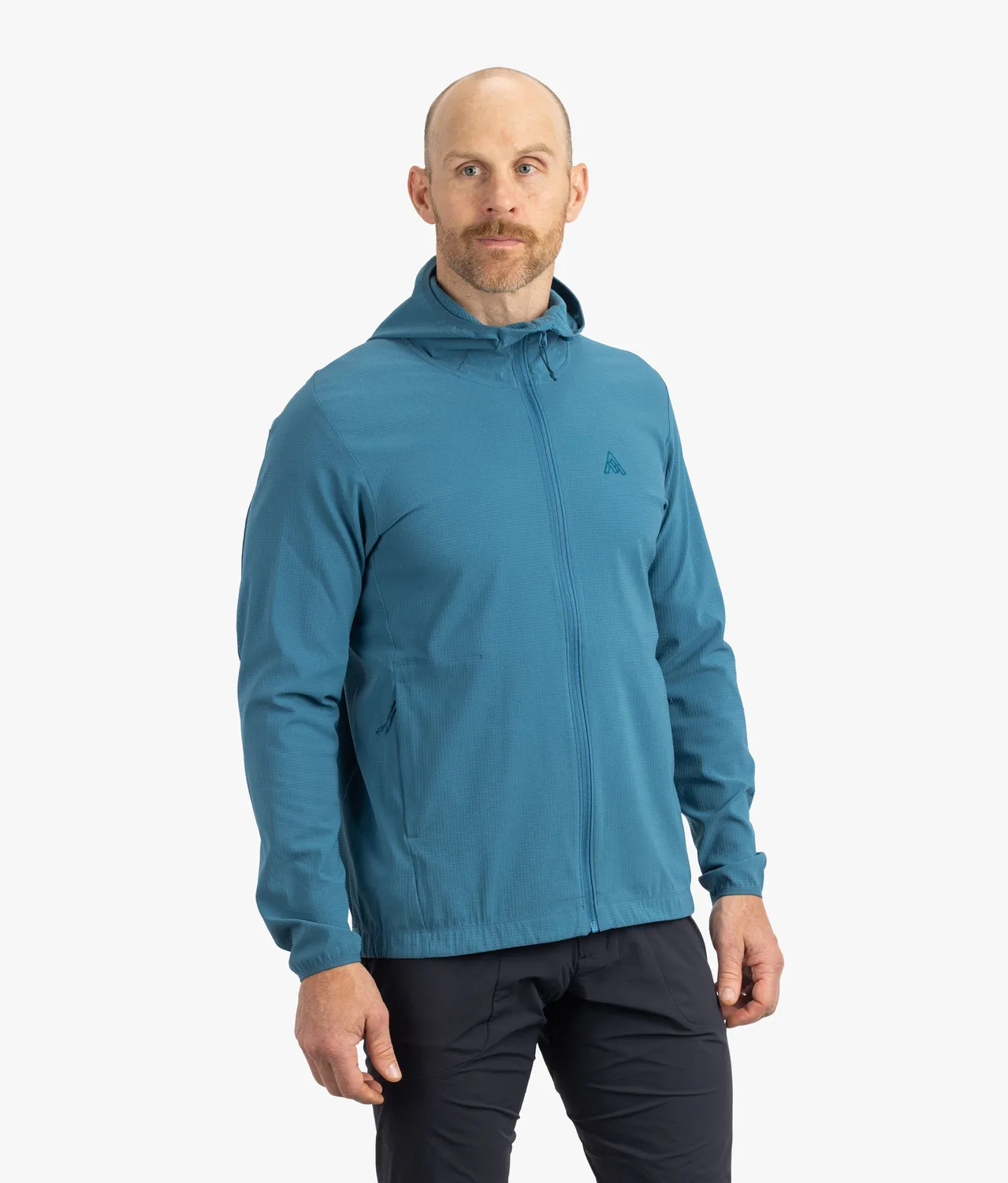 7MESH Spruce huvtröja Lake Blue vindskyddande